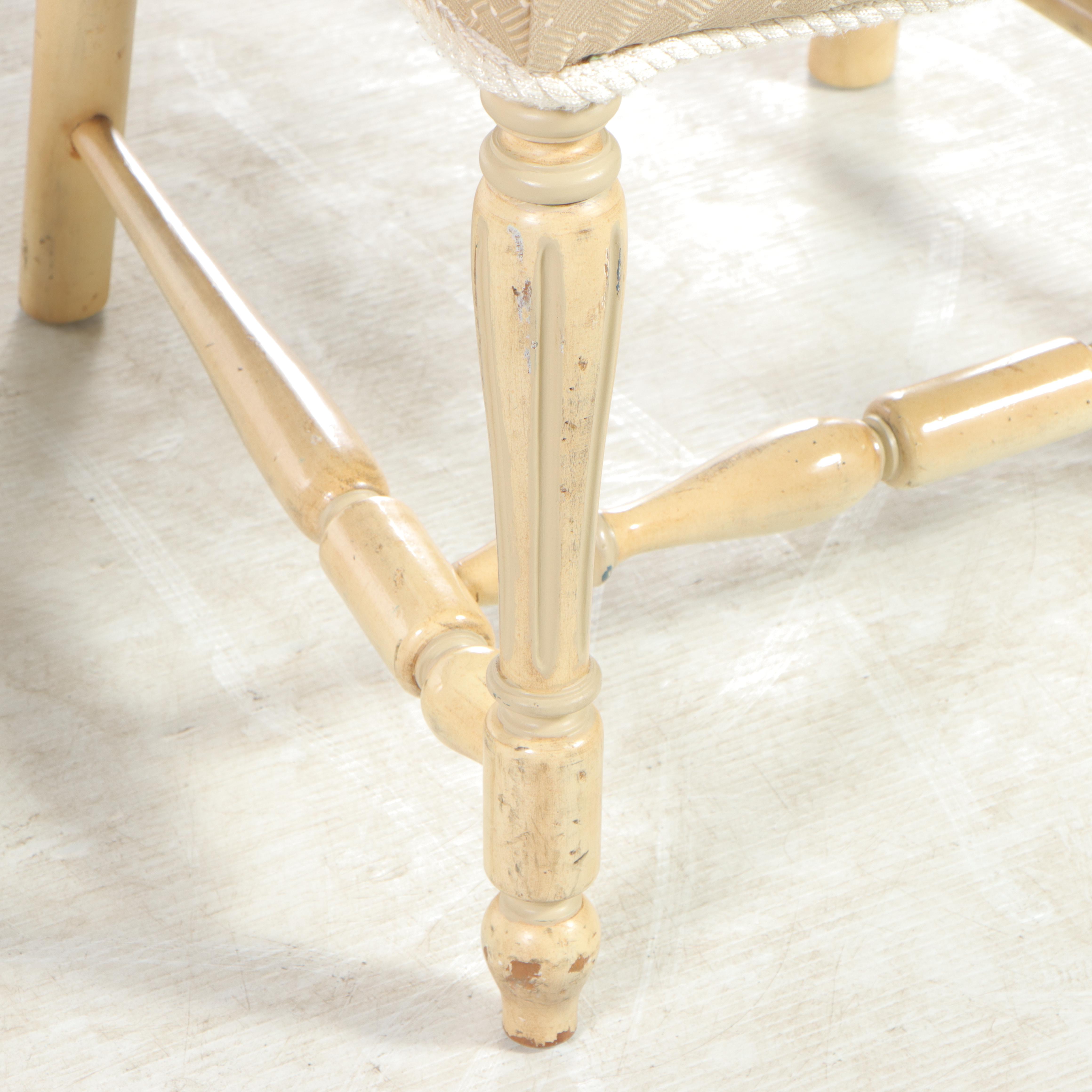 Pair of French Provincial Style Cream-Painted and Custom-Upholstered Side Chairs