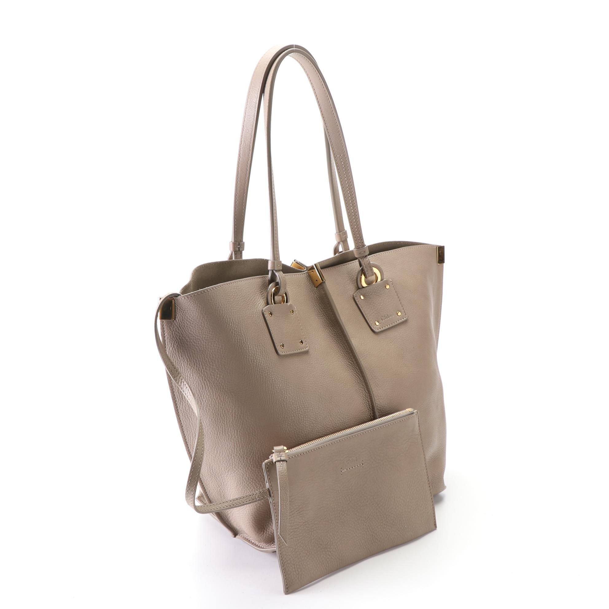 Chloé Medium Vick Tote in Grain Leather with Zip Pouch