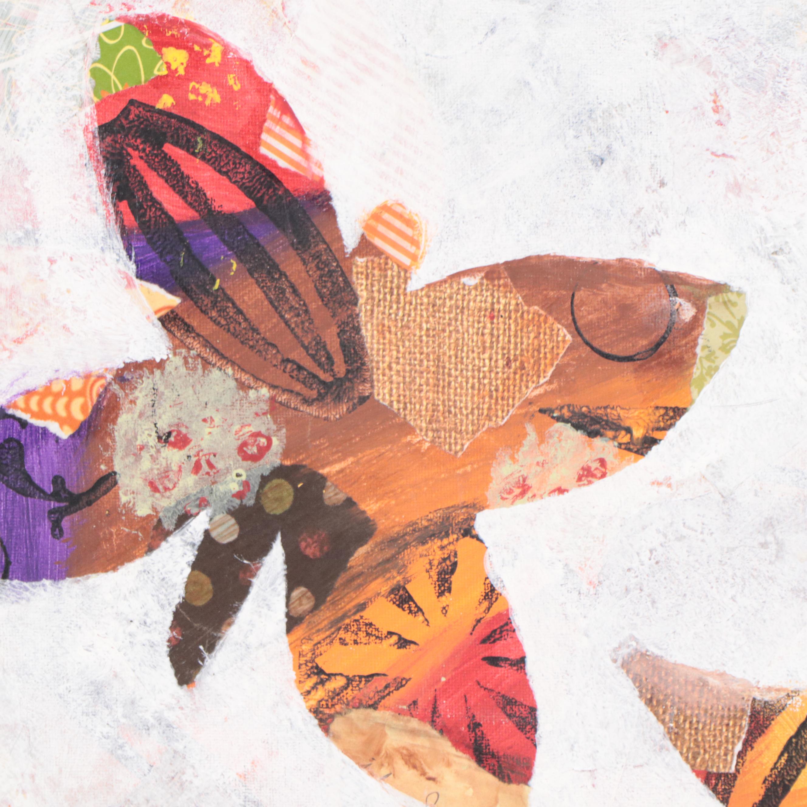 Mixed Media Painting of Butterfly and Chick, 21st Century