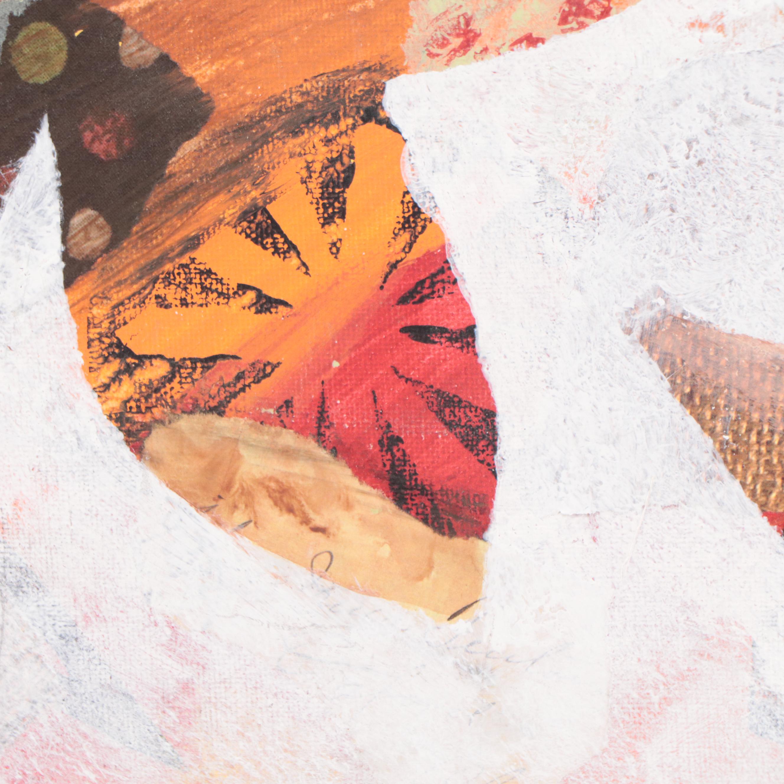 Mixed Media Painting of Butterfly and Chick, 21st Century