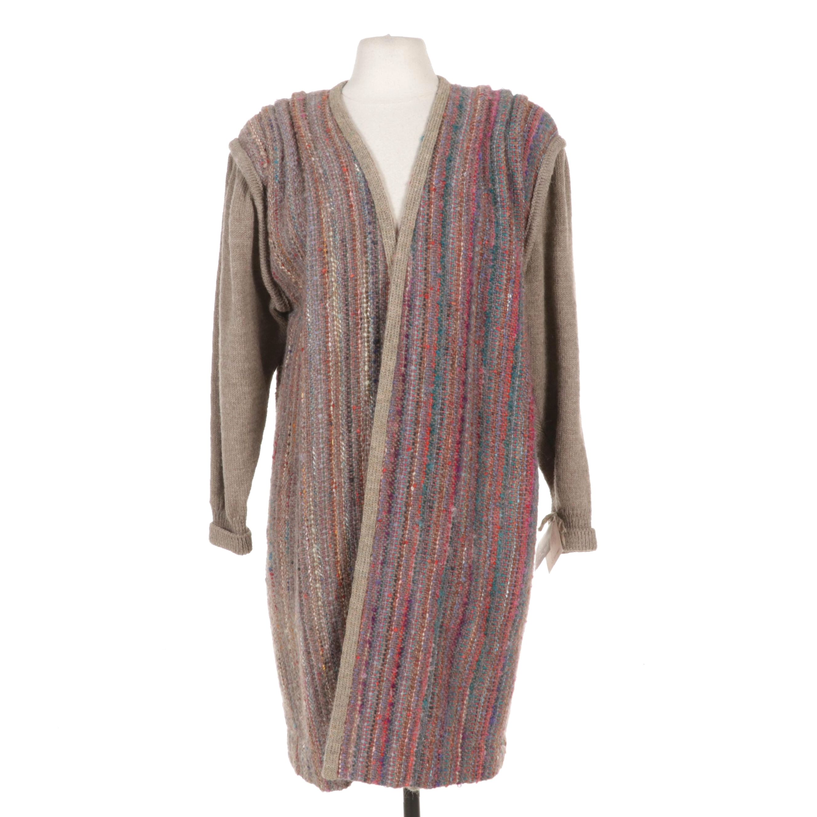 Ruth Lantz Handwoven Wool Blend Cardigan Sweater, 1993