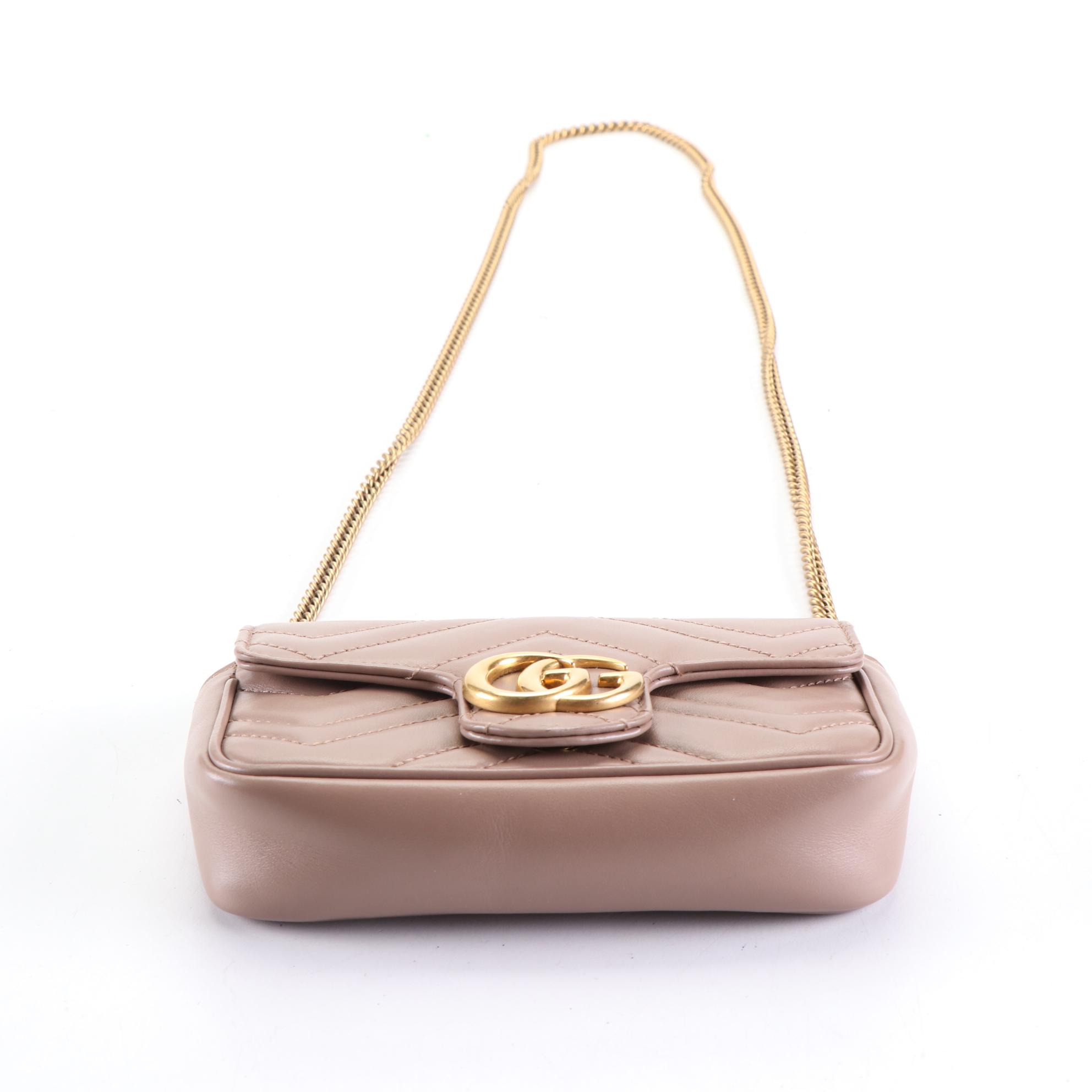 Gucci Super Mini GG Marmont Flap Bag in Matalessé Leather with Chain Strap