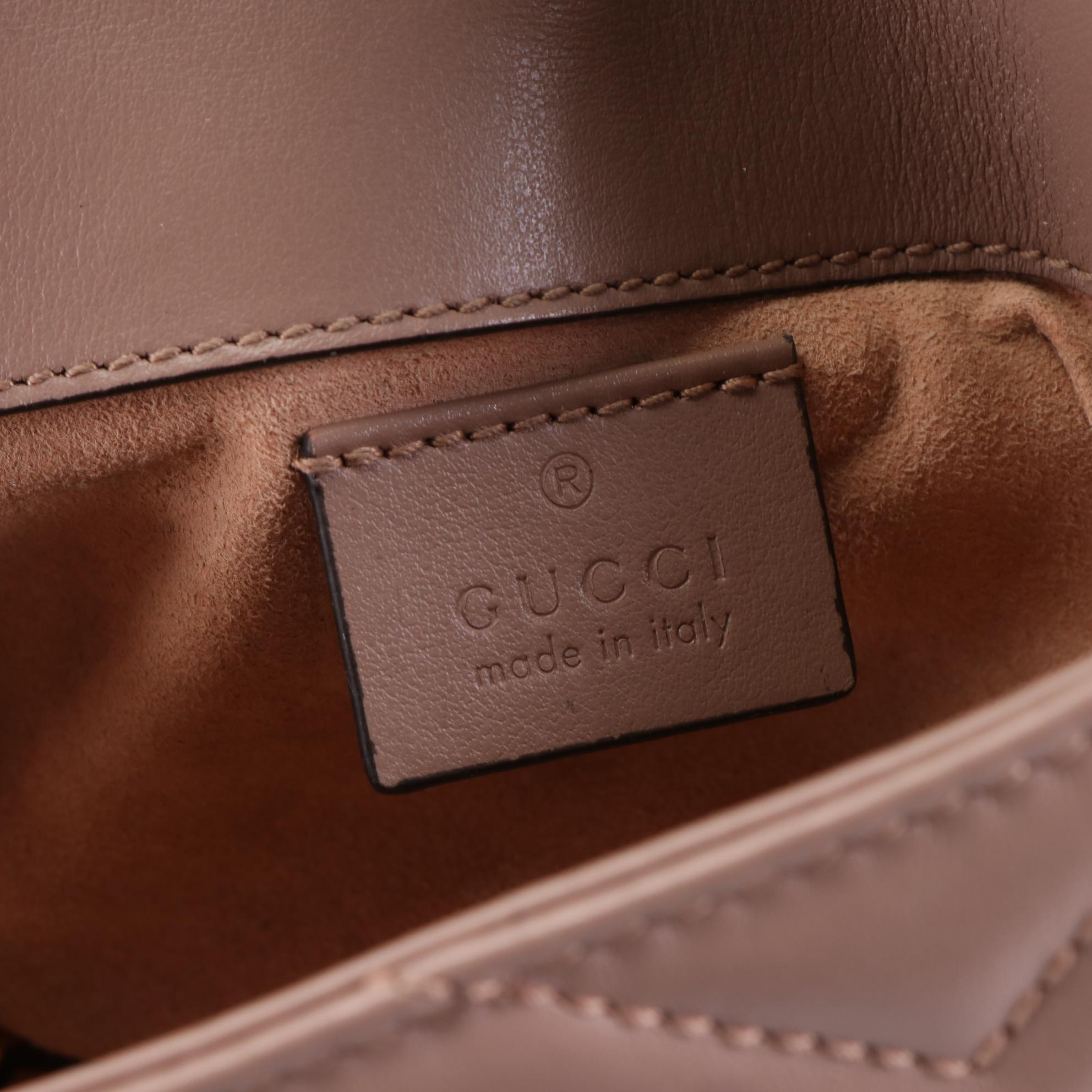 Gucci Super Mini GG Marmont Flap Bag in Matalessé Leather with Chain Strap