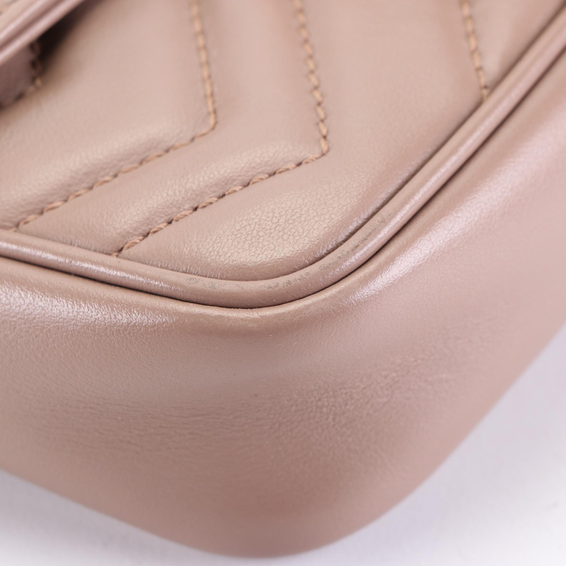 Gucci Super Mini GG Marmont Flap Bag in Matalessé Leather with Chain Strap