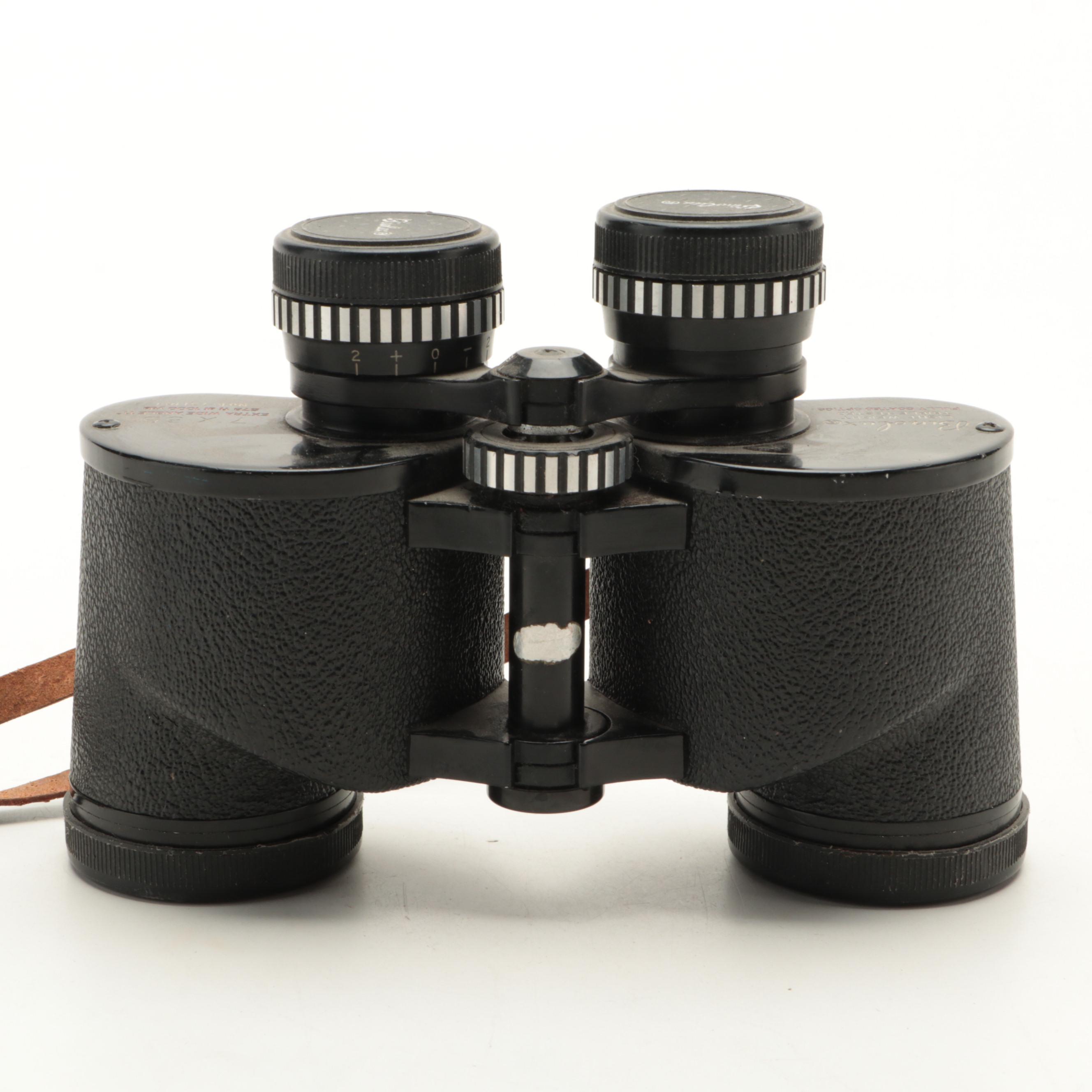 King and Binolux 7 x 35 Binoculars with Case, Mid to Late 20th Century