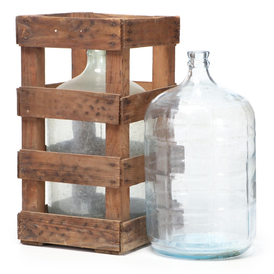 Crated Owens Illinois and Crisa Glass 5 Gallon Carboy Bottles