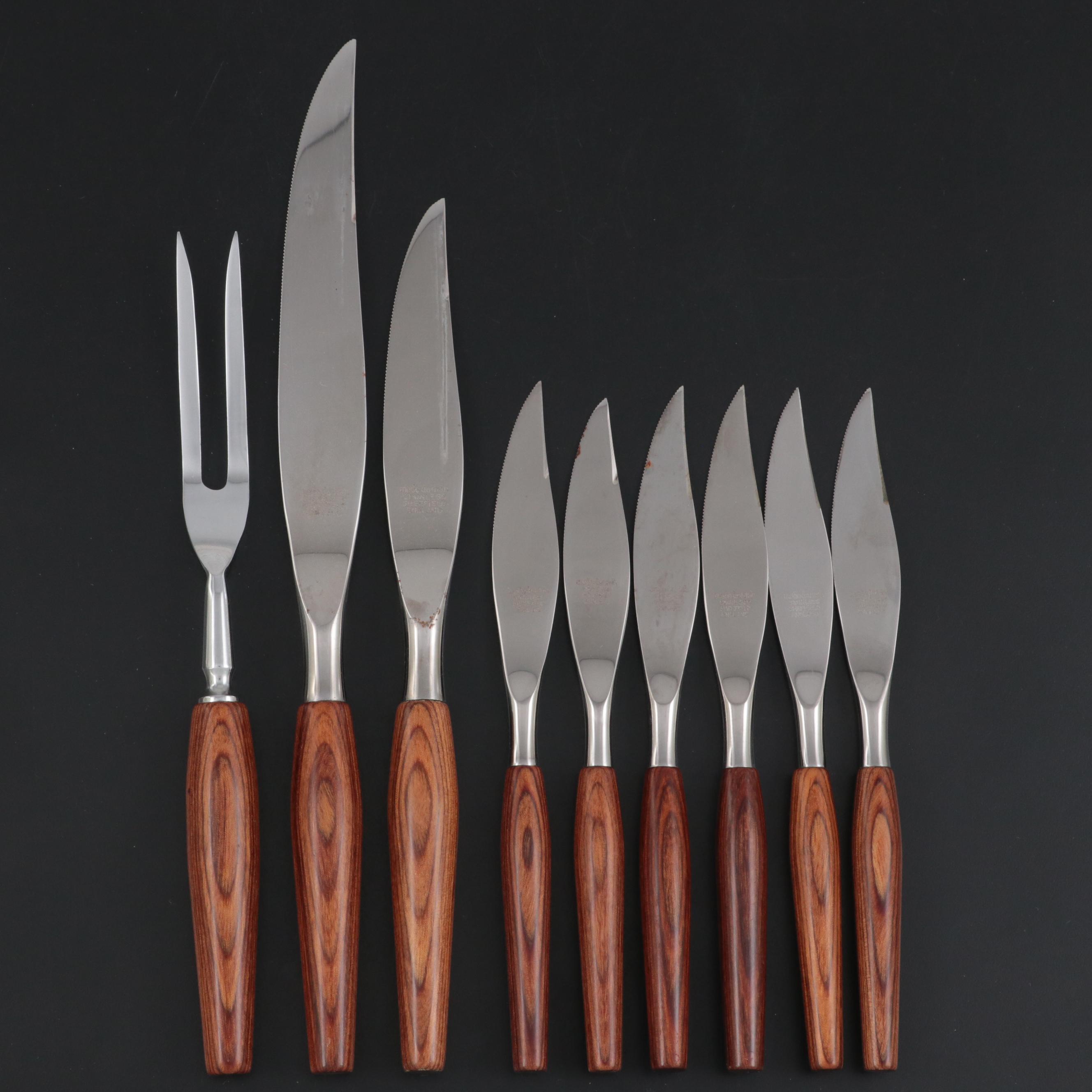 Mode Danish Teak Handled Steak Knives and Carving Set with Sheffield Blades