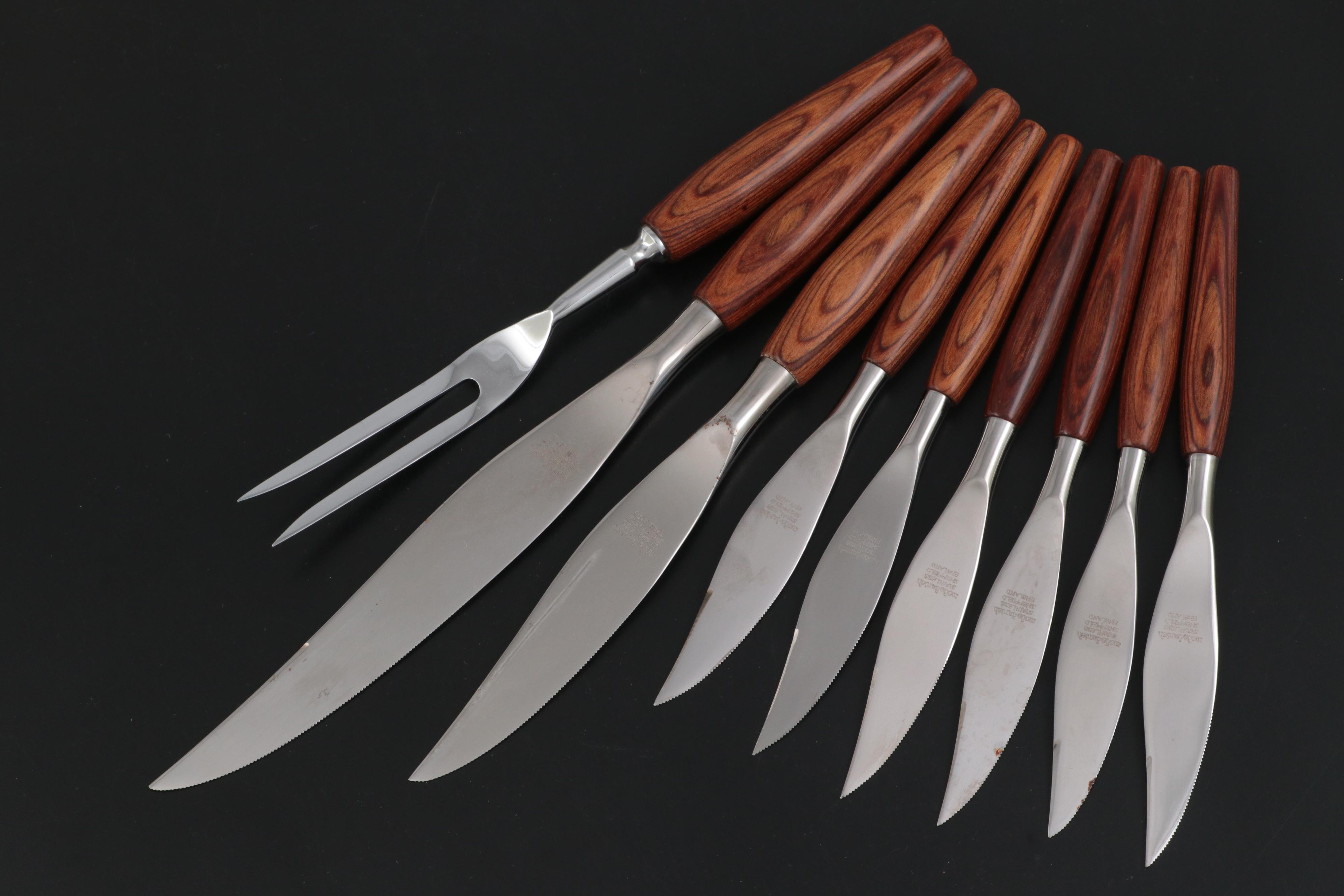 Mode Danish Teak Handled Steak Knives and Carving Set with Sheffield Blades