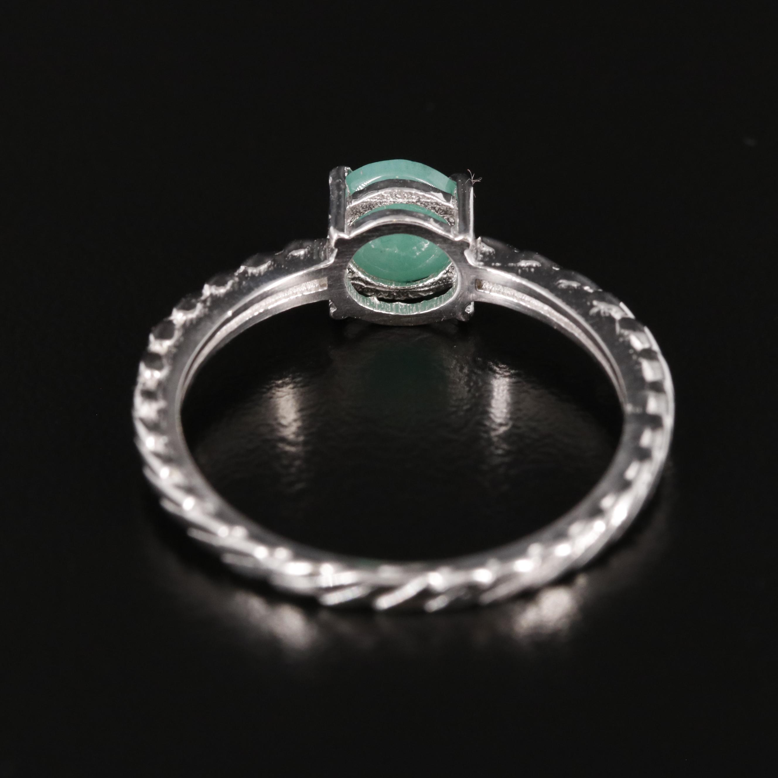 Sterling Emerald Textured Ring