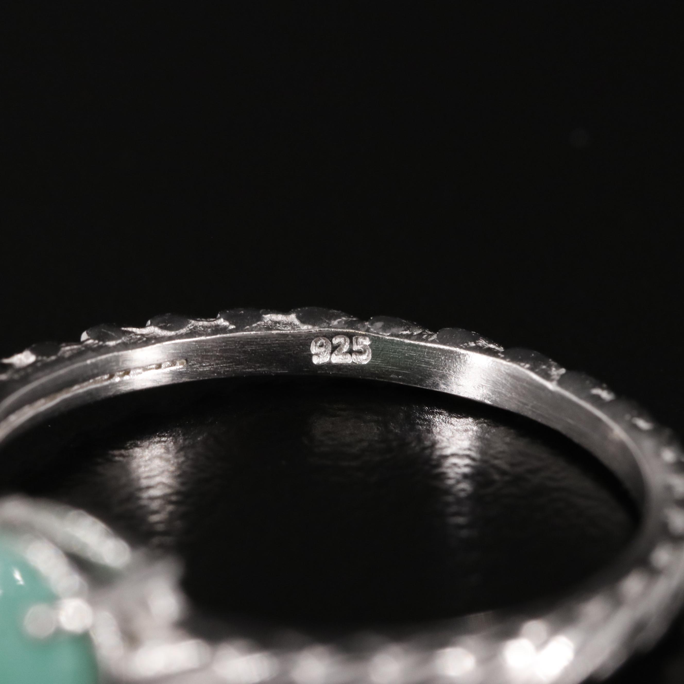 Sterling Emerald Textured Ring
