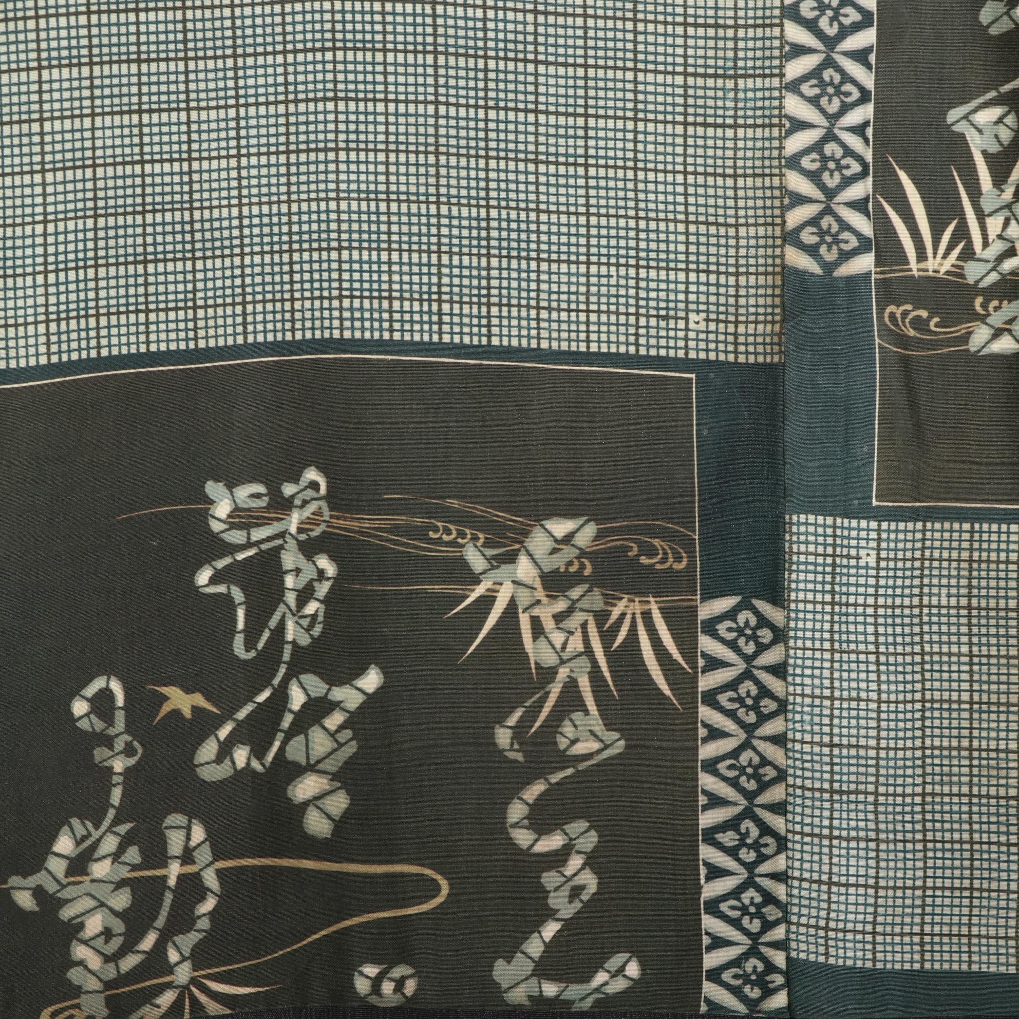 Men's Crepe Haori with Hanabishi Pattern Lining