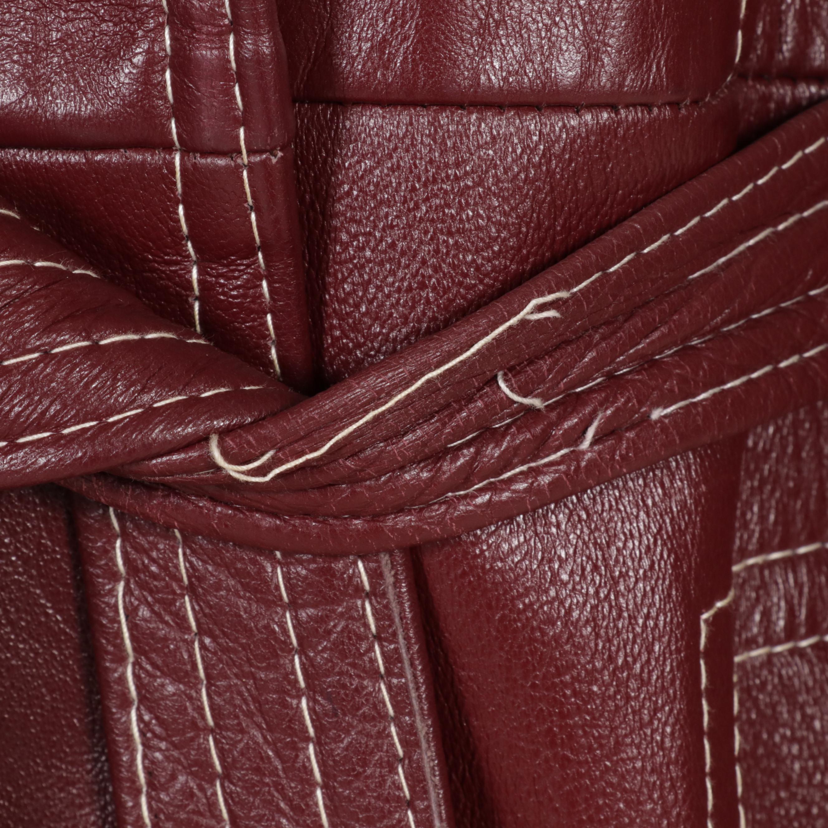 Women's Leather Trench Coat with Contrast Stitching and Tie Belt