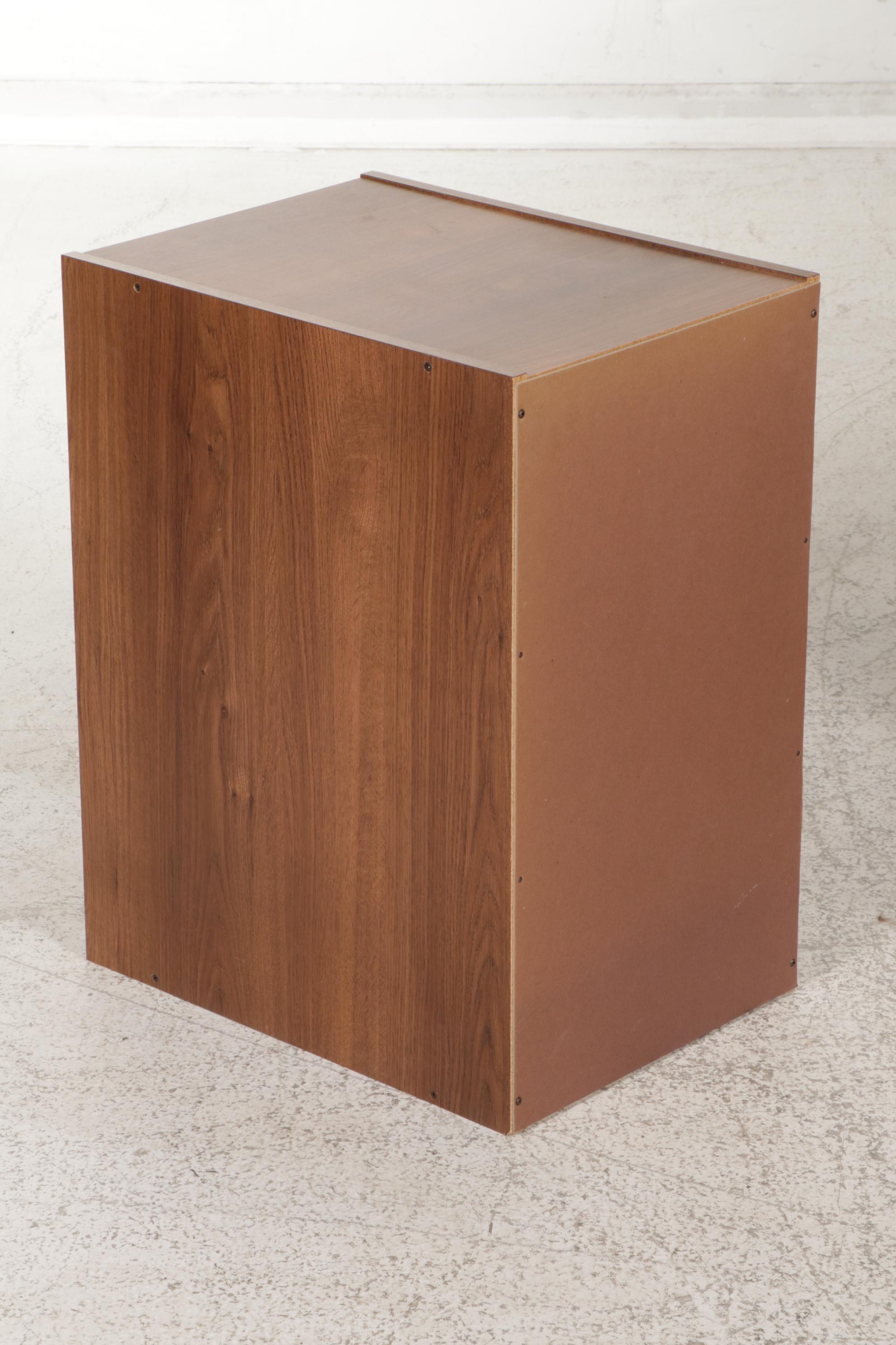Wood-Grained Computer Desk with Hutch and File Cabinet, Late 20th Century