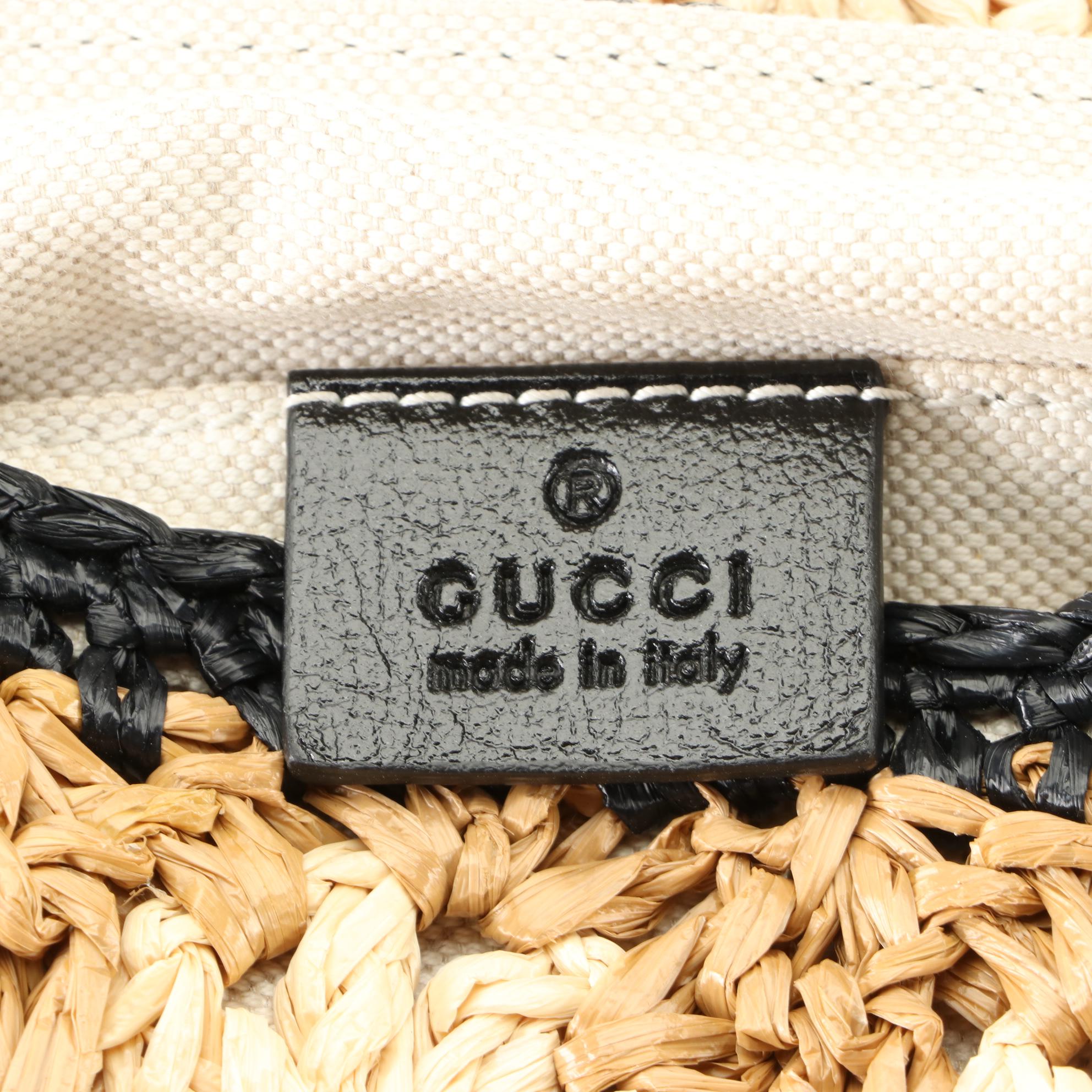 Gucci Marmont Raffia Flap Shoulder Bag