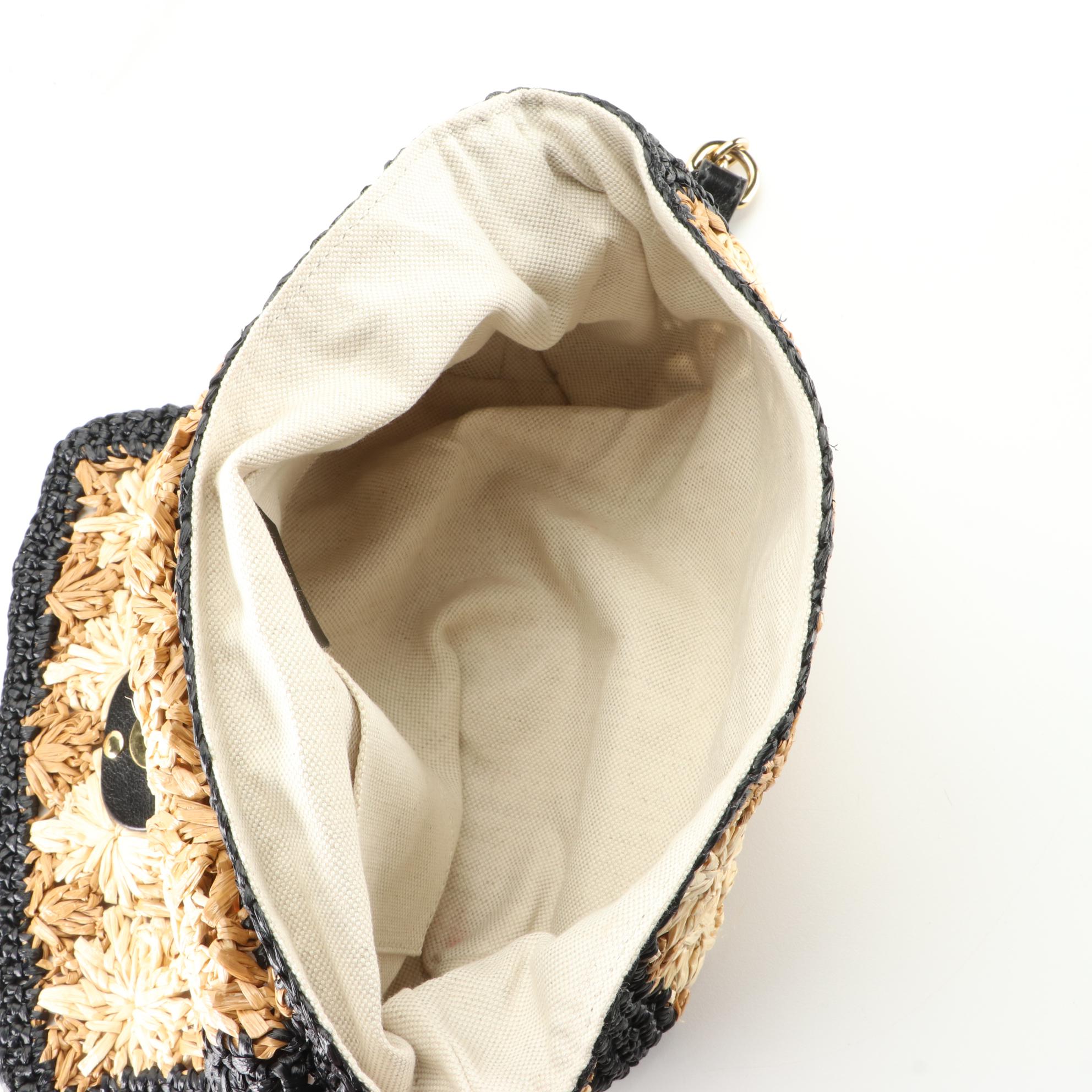 Gucci Marmont Raffia Flap Shoulder Bag