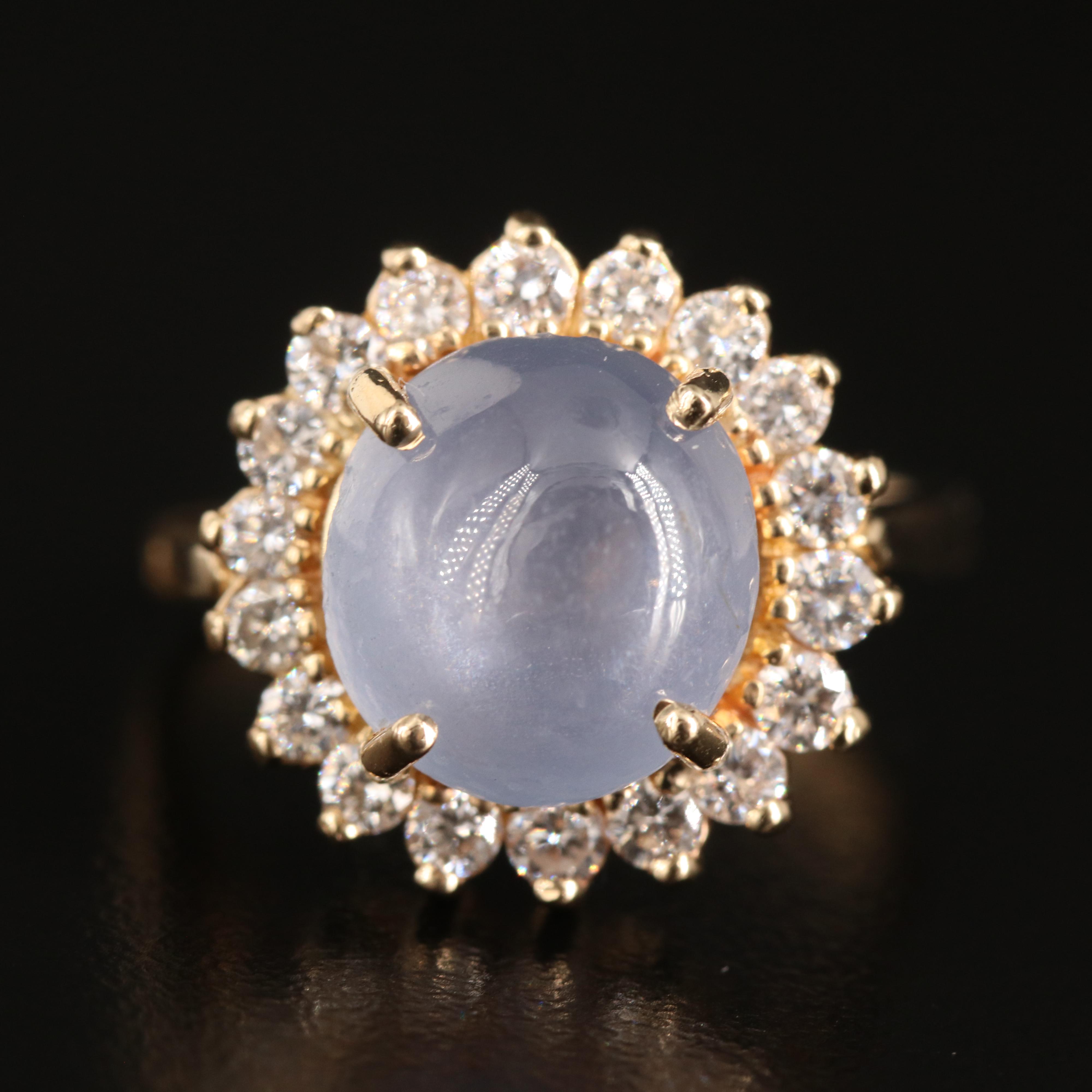 14K 9.39 CT Star Sapphire and Diamond Ring