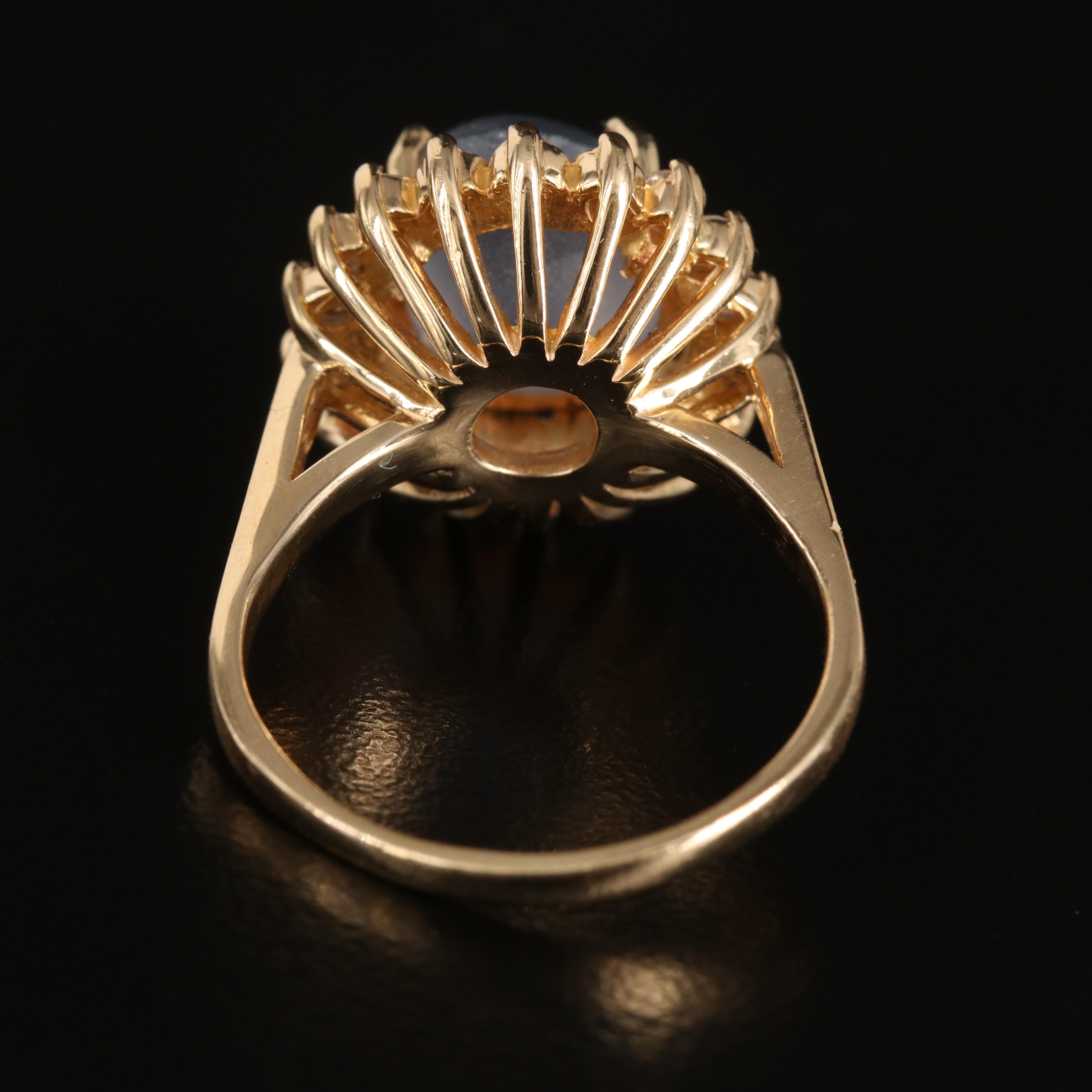 14K 9.39 CT Star Sapphire and Diamond Ring