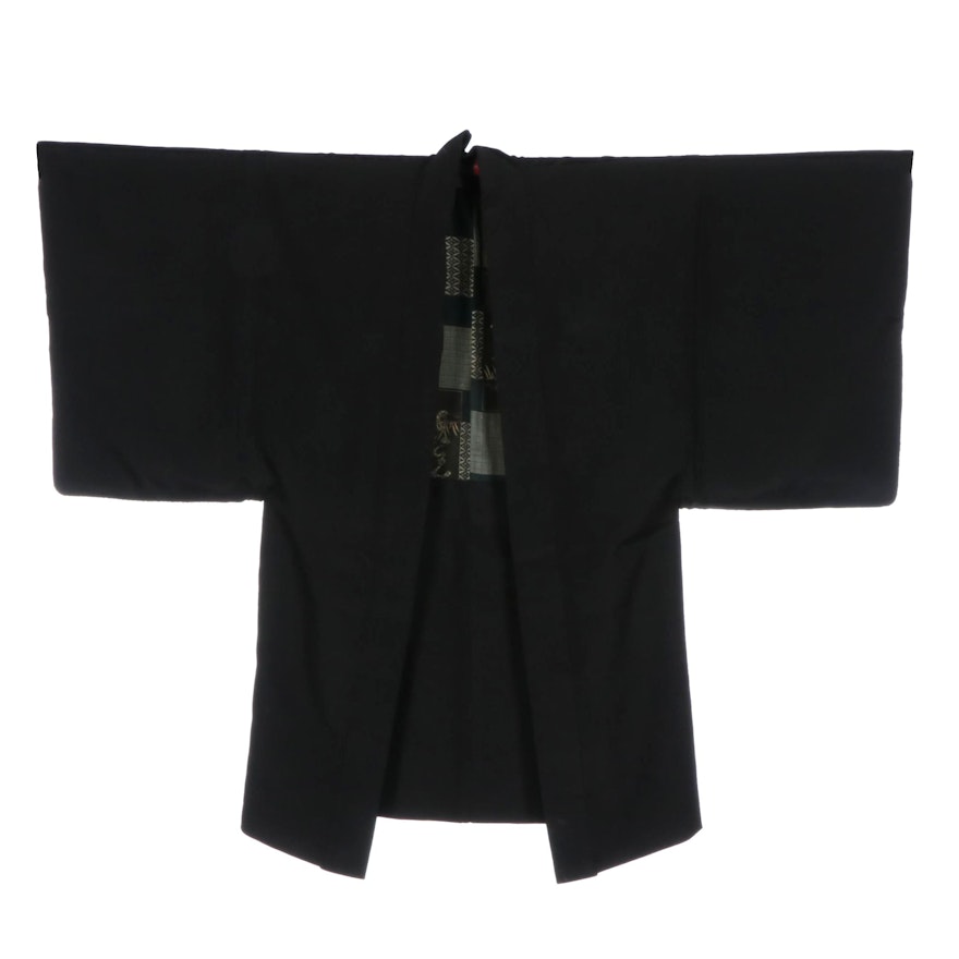 Men's Crepe Haori with Hanabishi Pattern Lining