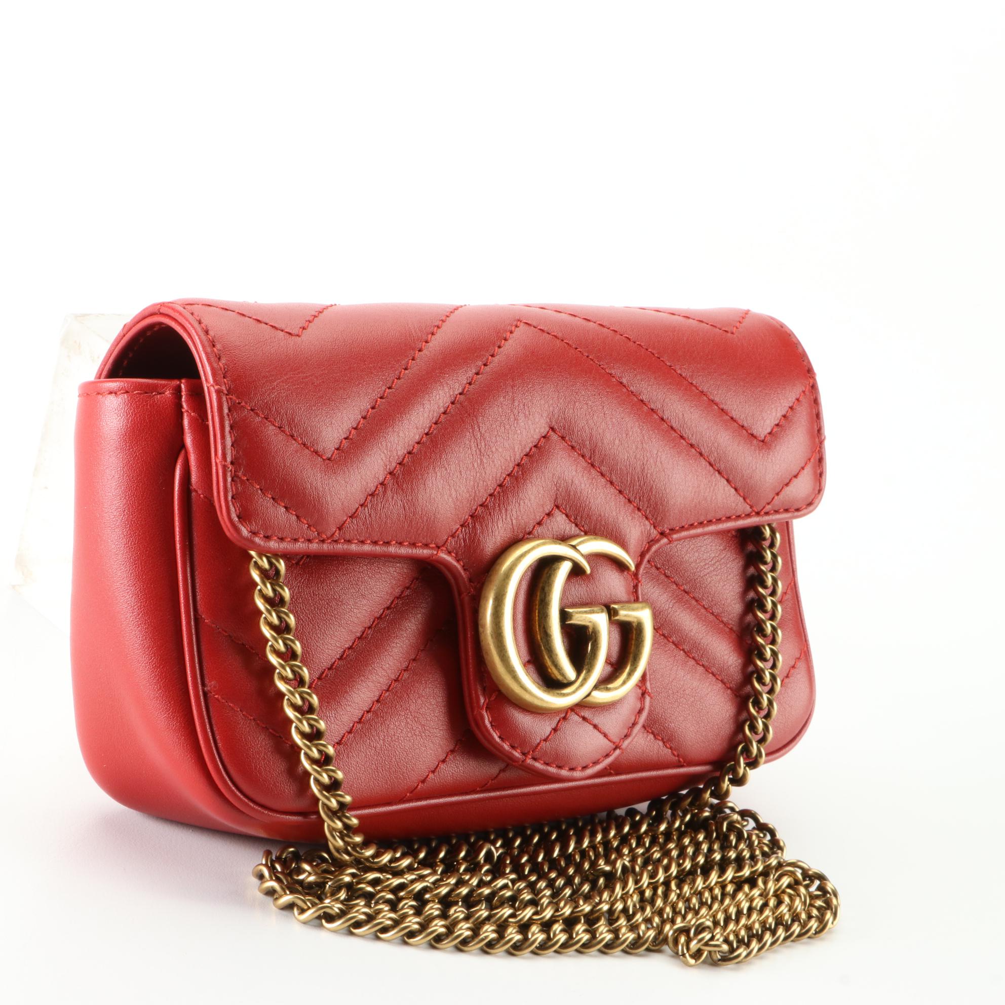 Gucci GG Marmont Super Mini Bag in Red Matelassé Leather