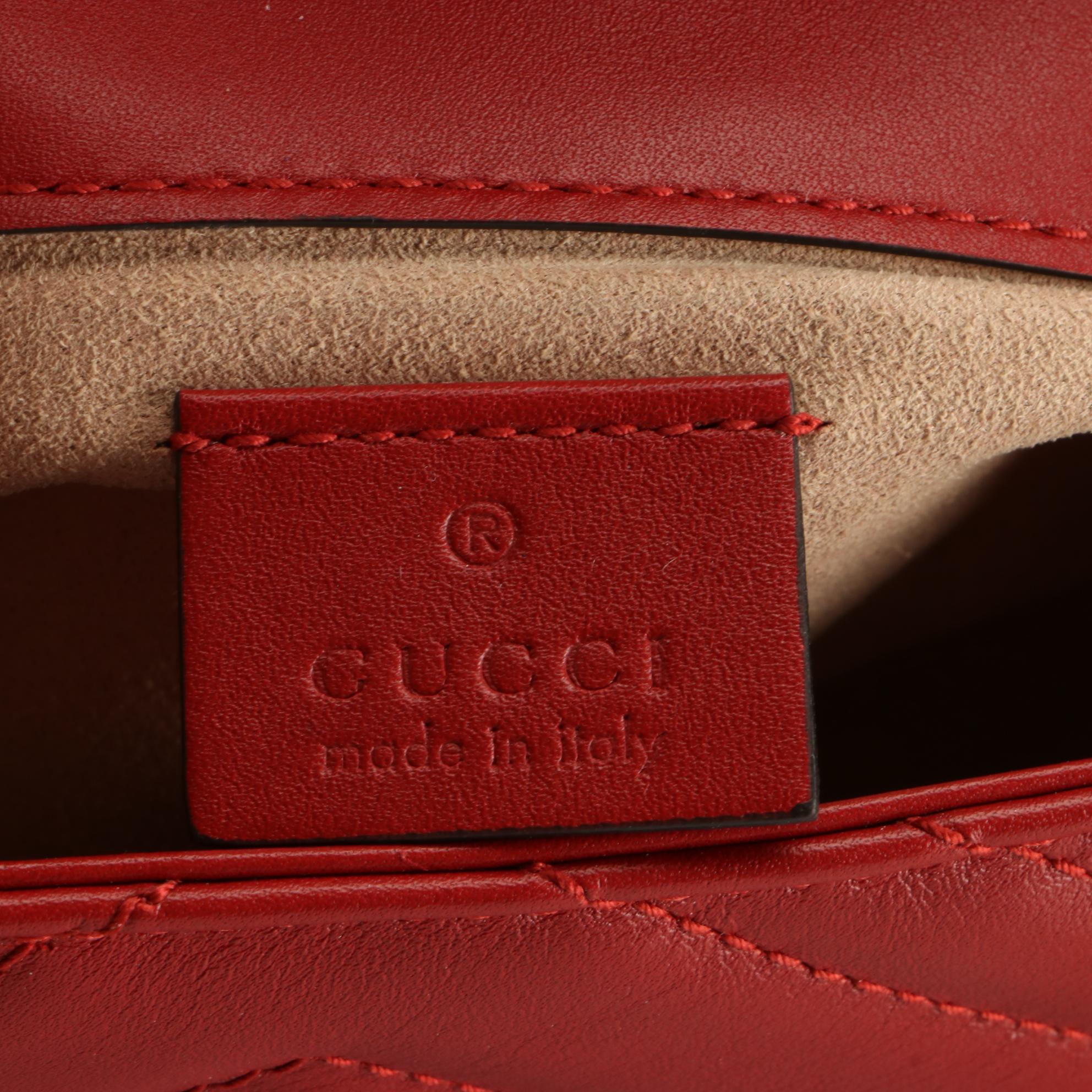 Gucci GG Marmont Super Mini Bag in Red Matelassé Leather