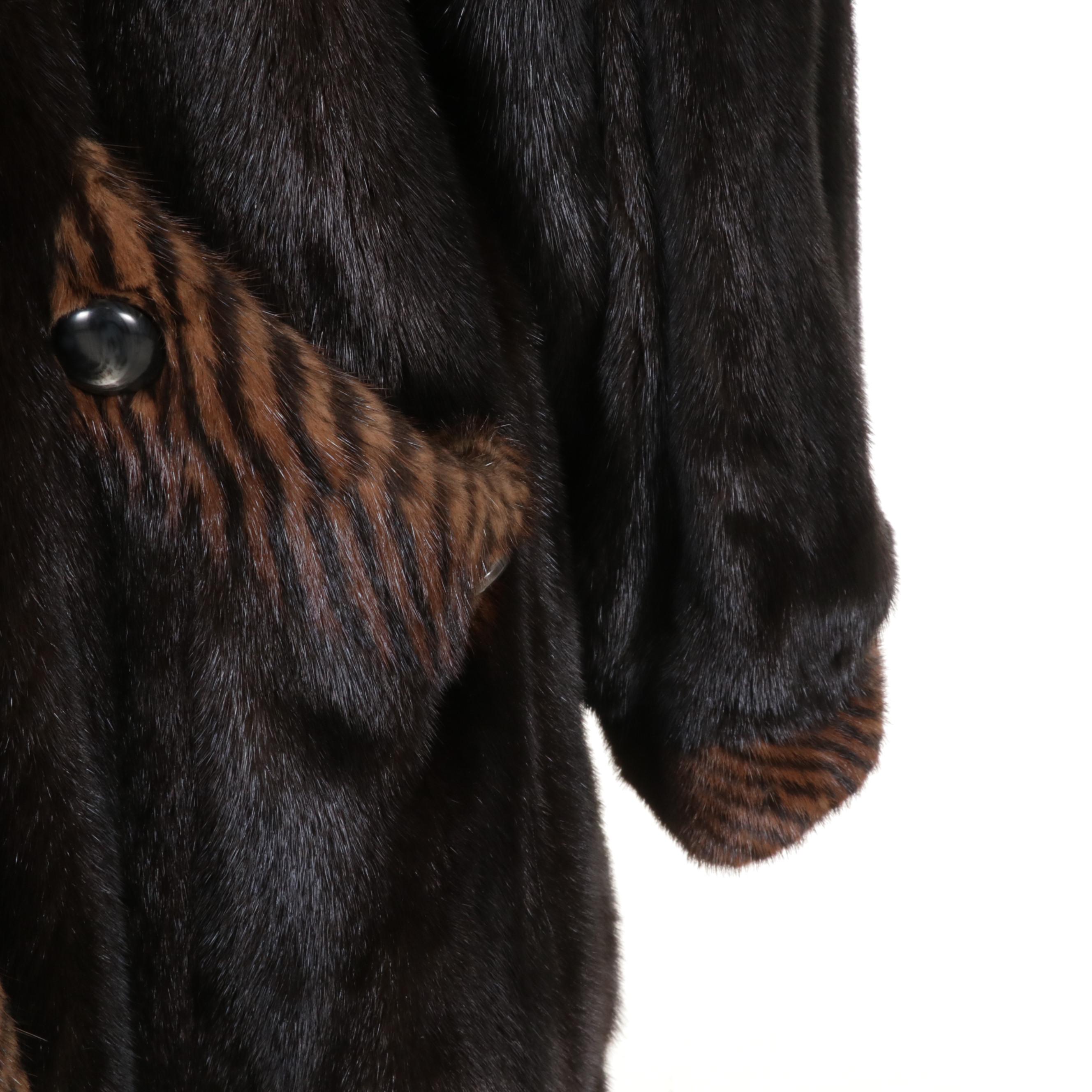 Women's Patterned Multi-Mink FurJacket with Removable Hood