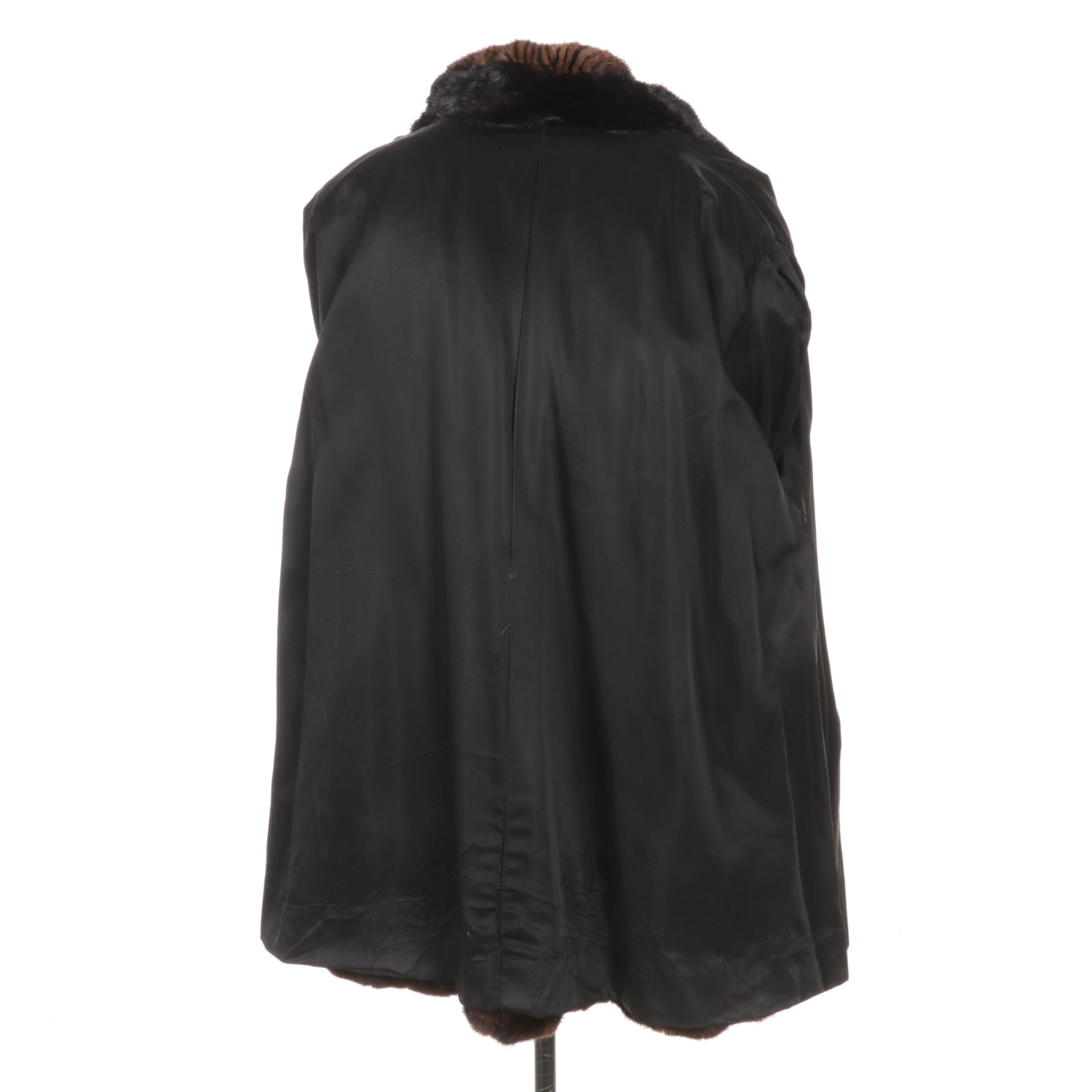 Women's Patterned Multi-Mink FurJacket with Removable Hood