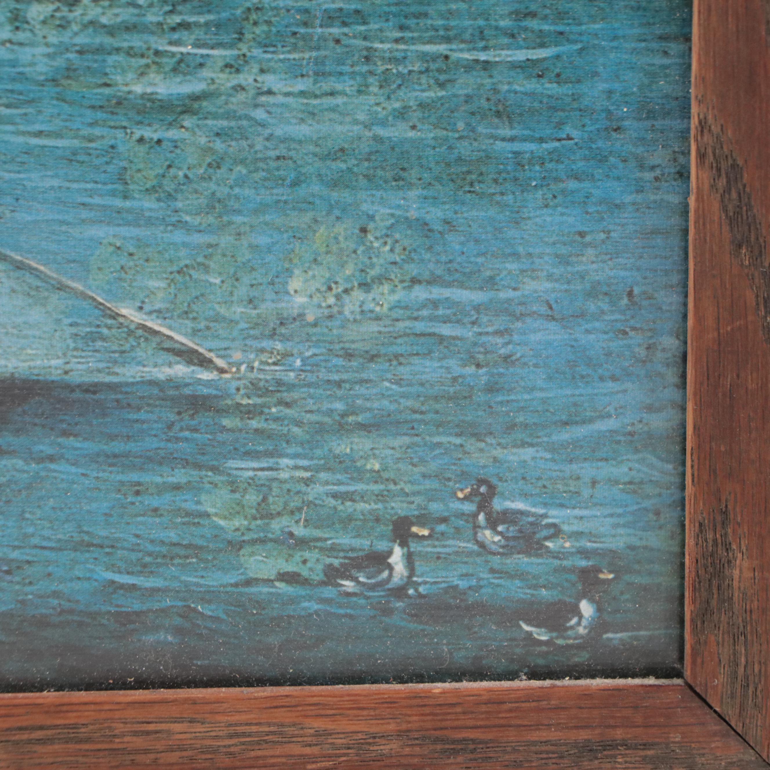 Offset Lithograph After Saak van Oosten "Landscape With Boats"