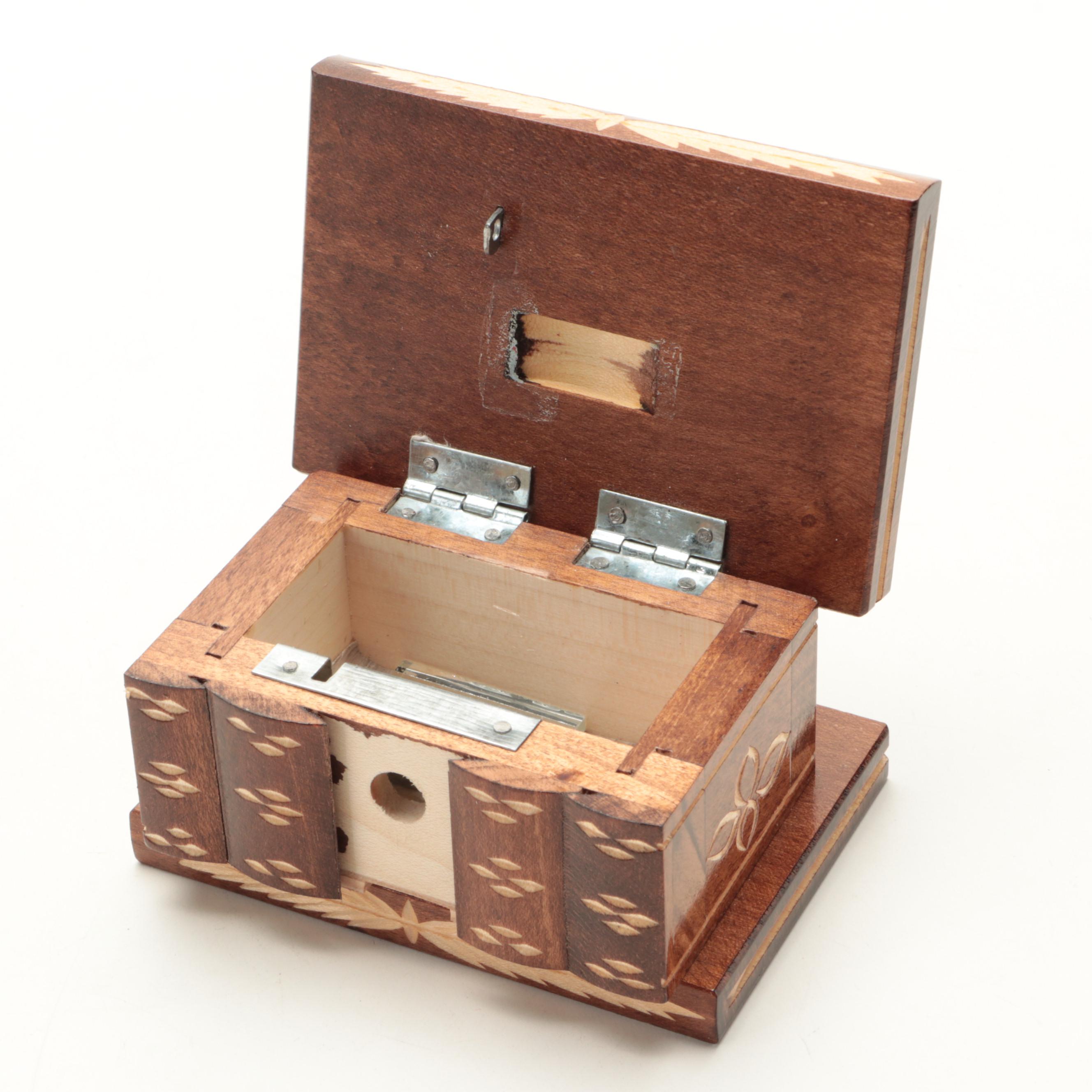 Schmid-Linder Marquetry Inlaid Box with Budapest Puzzle Box