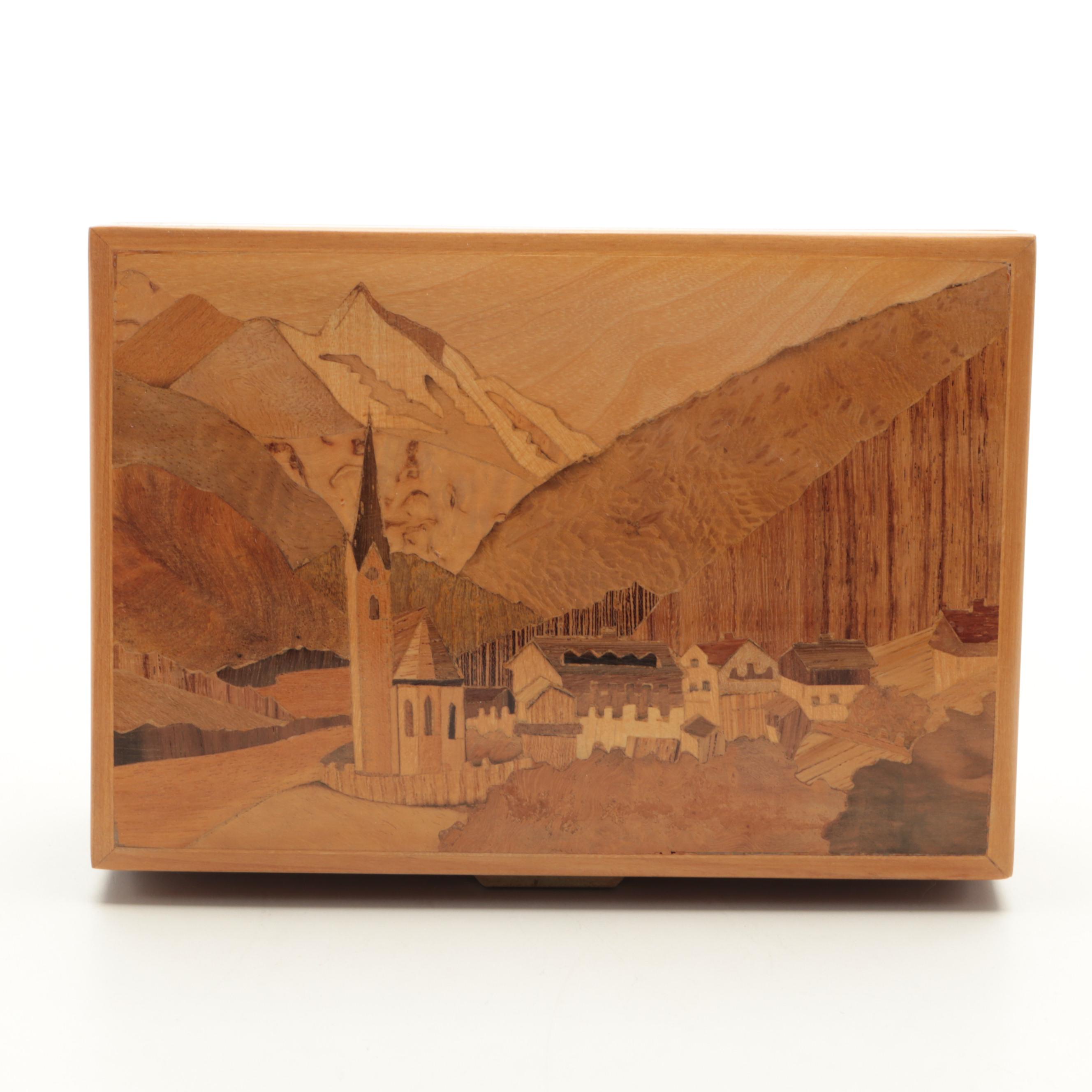 Schmid-Linder Marquetry Inlaid Box with Budapest Puzzle Box