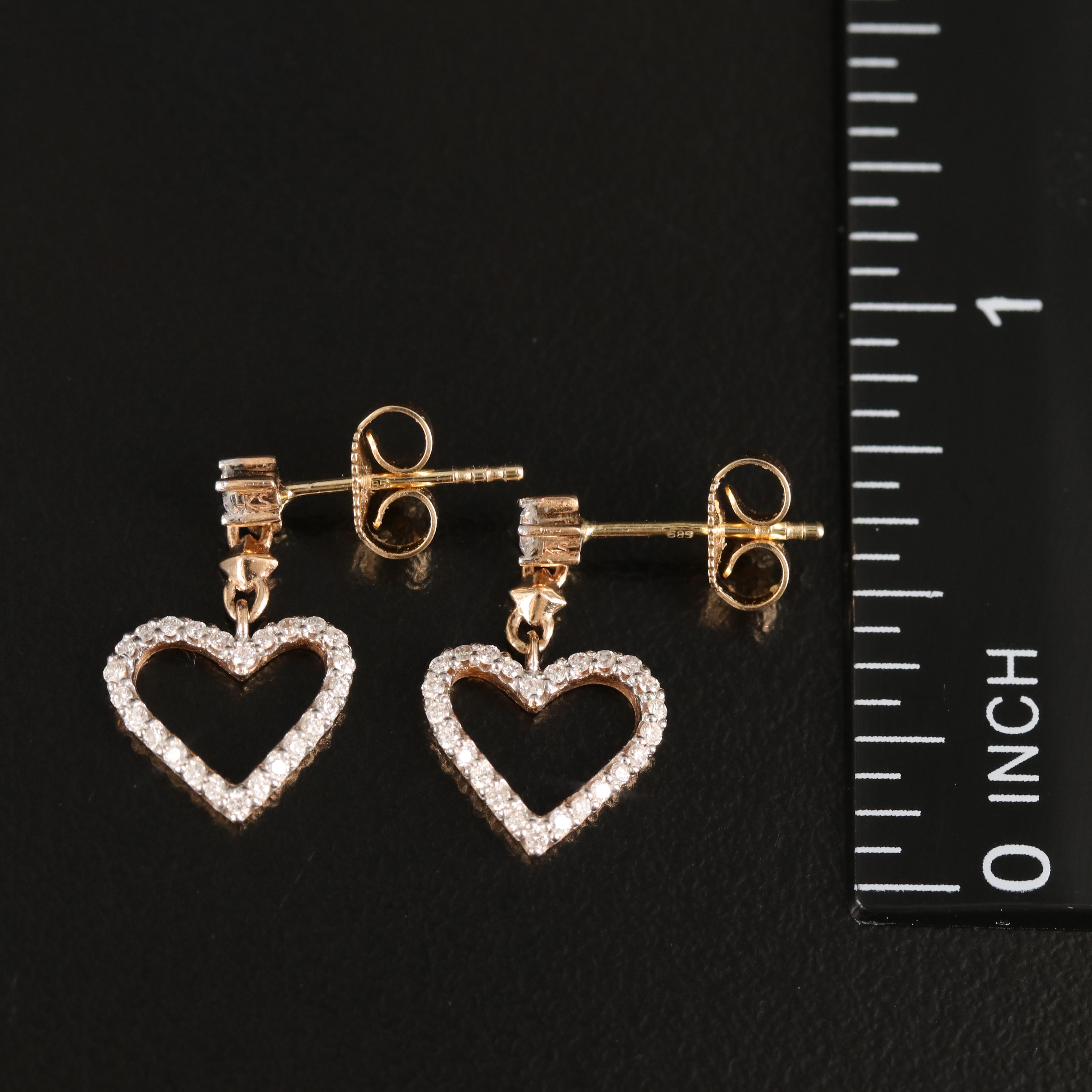 Kendra Scott 14K Diamond Open Heart Pendant Necklace and Earrings Set