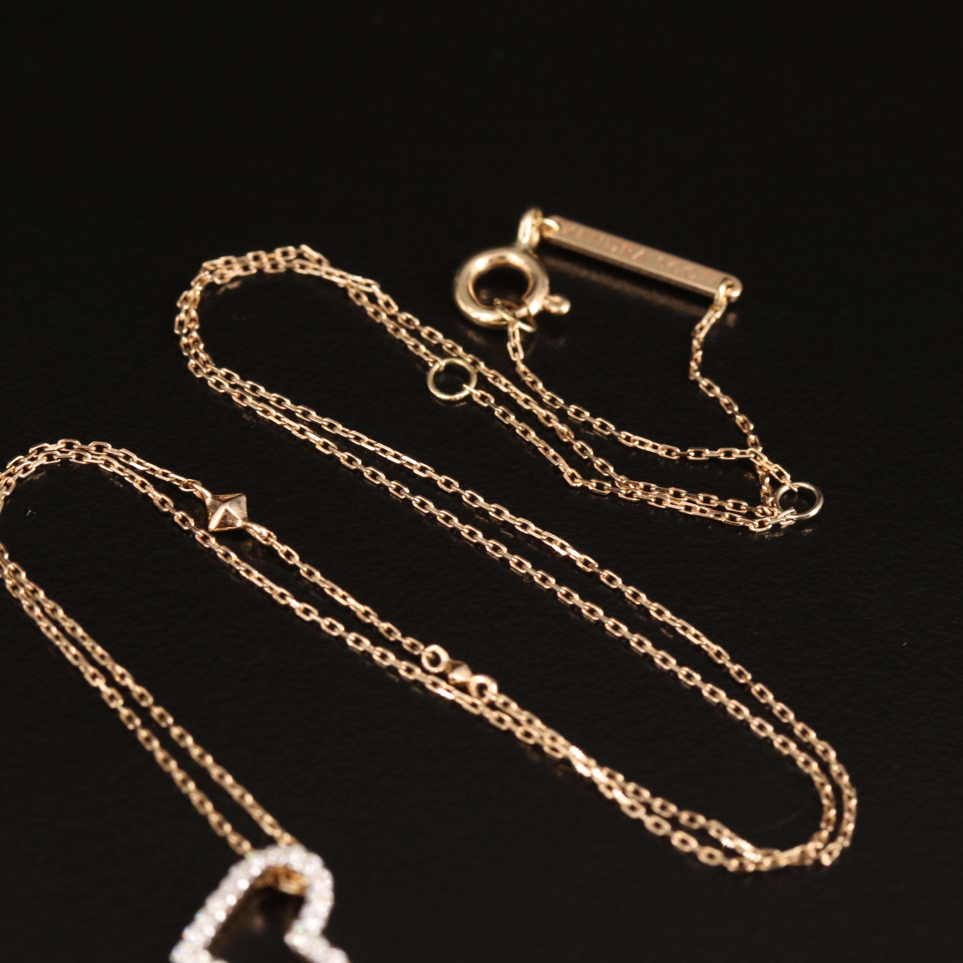 Kendra Scott 14K Diamond Open Heart Pendant Necklace and Earrings Set