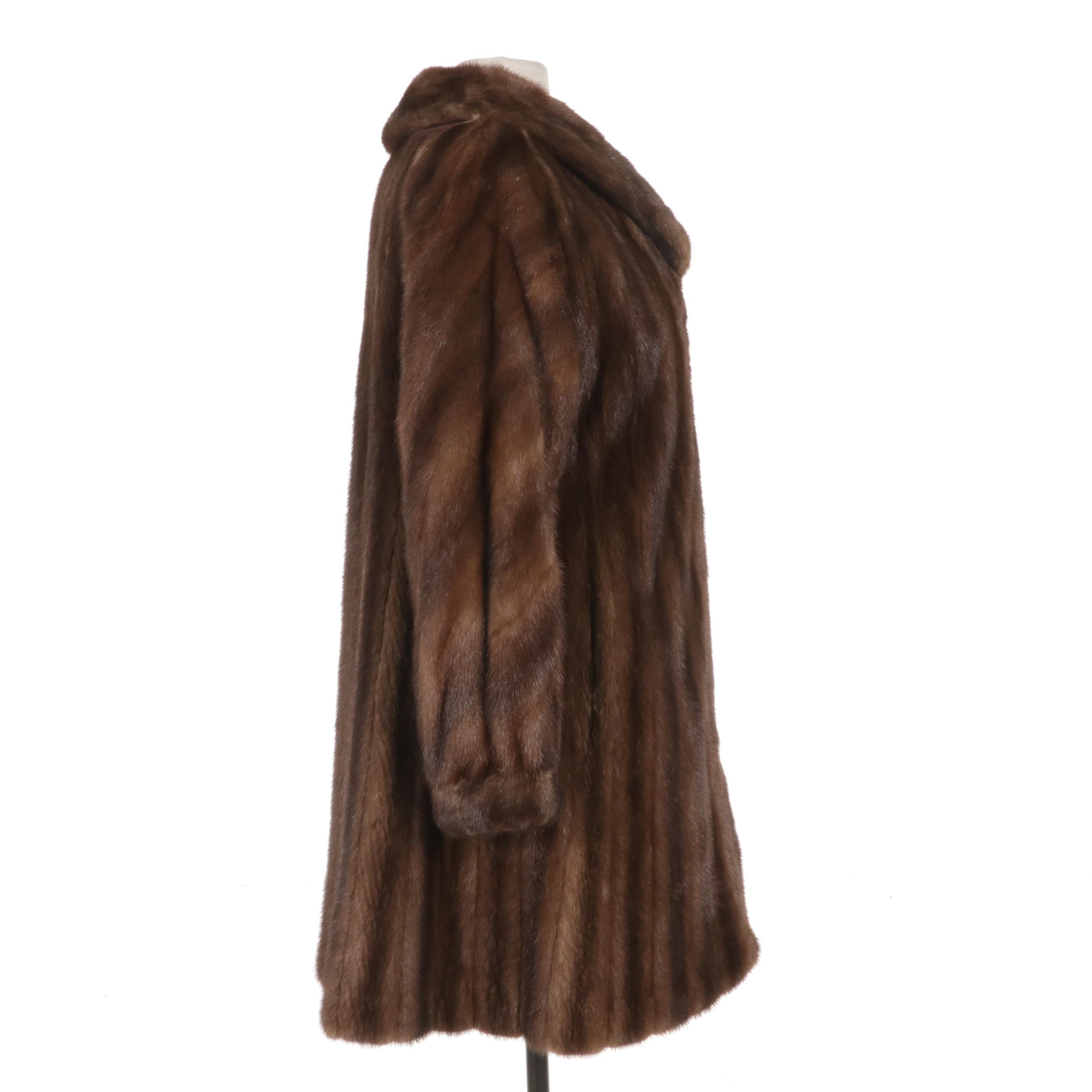 Light Pastel Brown Mink Fur Coat, Mid to Late 20th Century