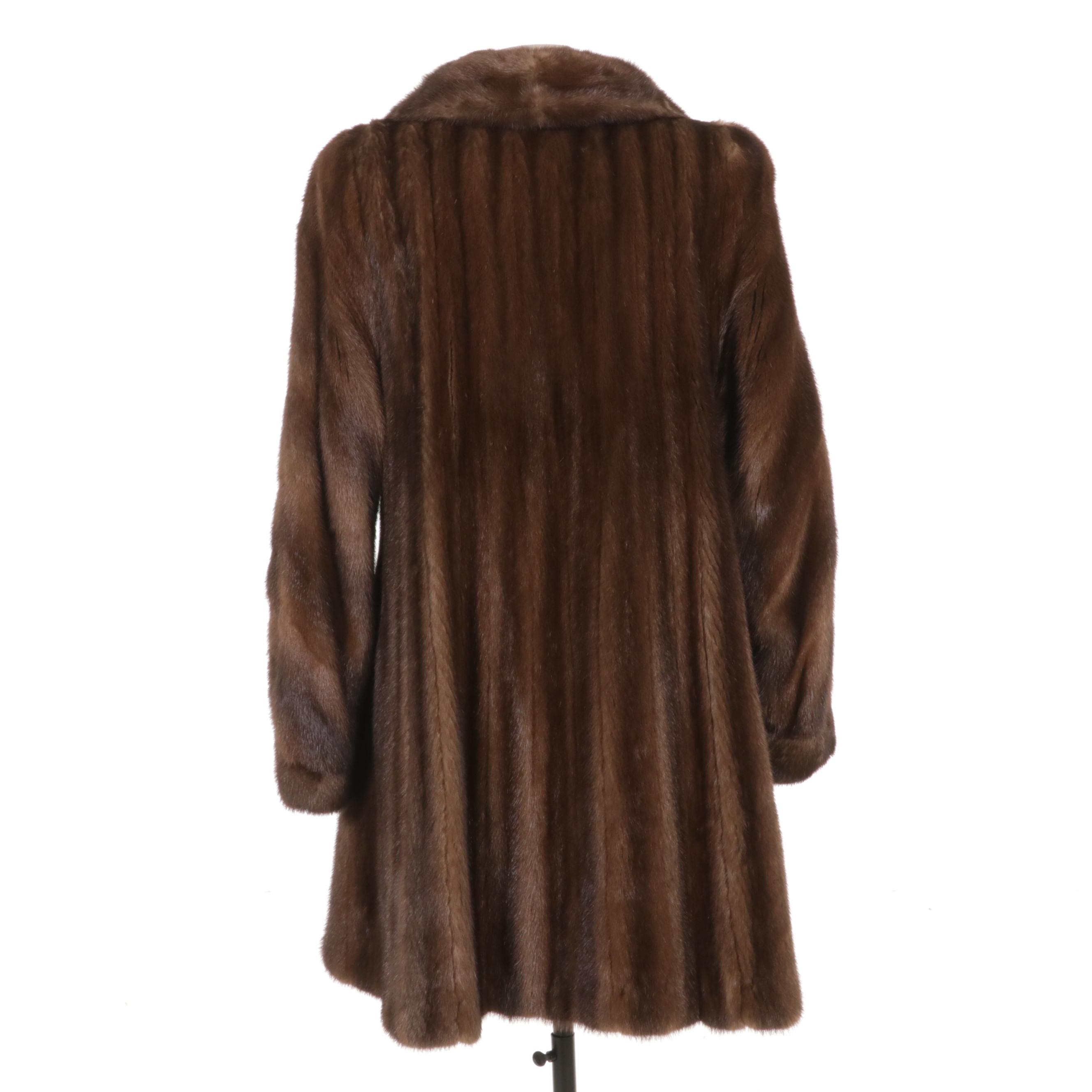 Light Pastel Brown Mink Fur Coat, Mid to Late 20th Century