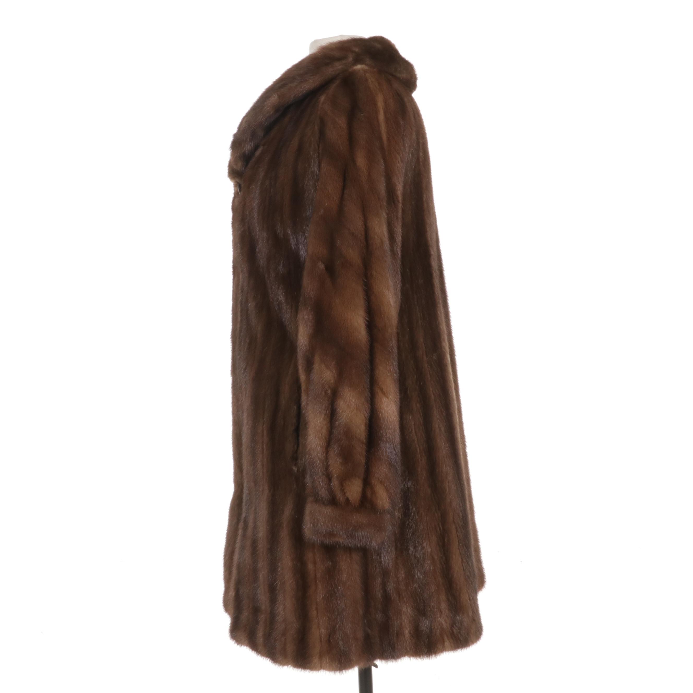 Light Pastel Brown Mink Fur Coat, Mid to Late 20th Century