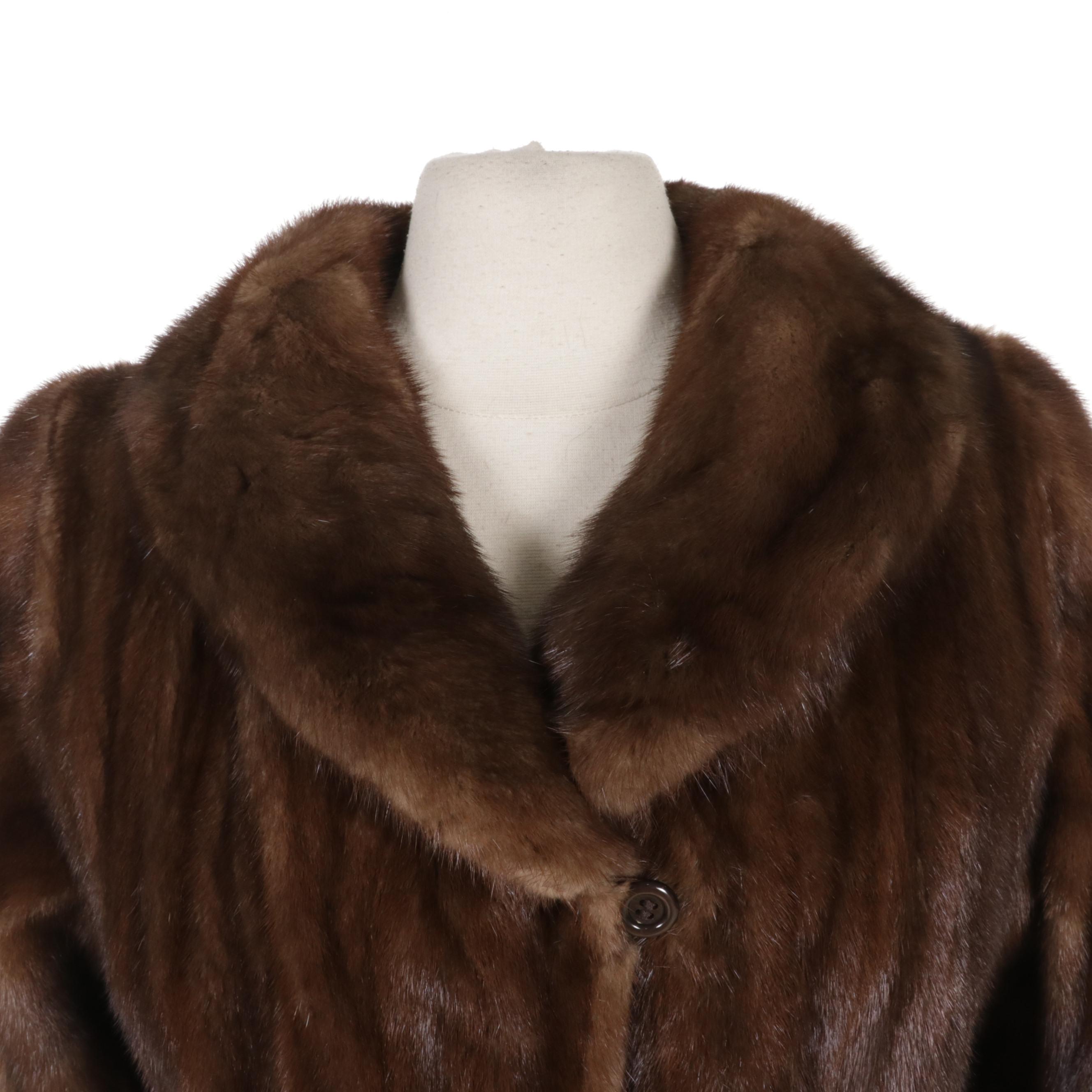 Light Pastel Brown Mink Fur Coat, Mid to Late 20th Century