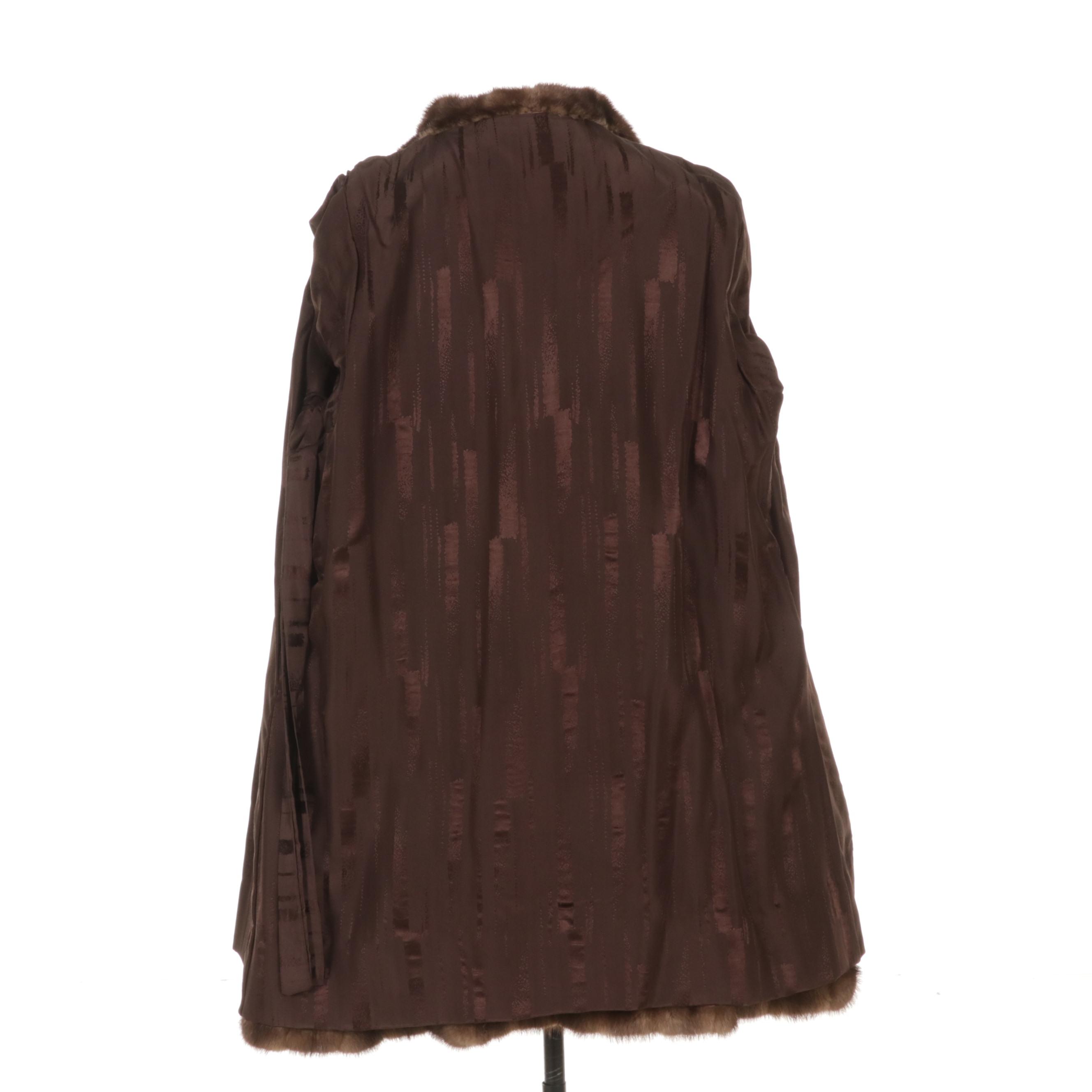 Light Pastel Brown Mink Fur Coat, Mid to Late 20th Century