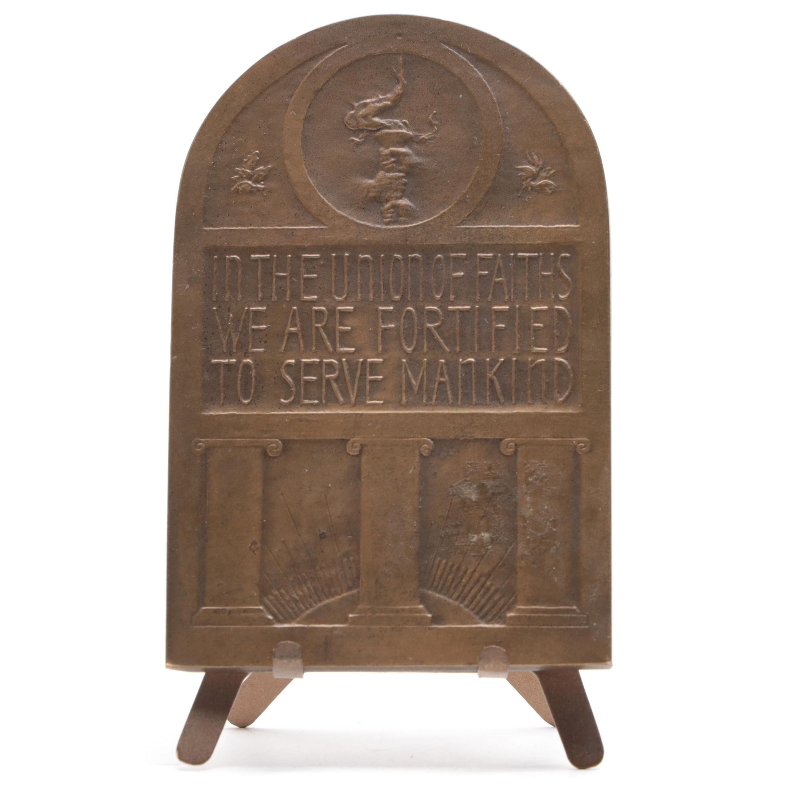Medalucart Co. NY "Union of Faiths" Bronze Medal by Louis Rosenthal, 1938