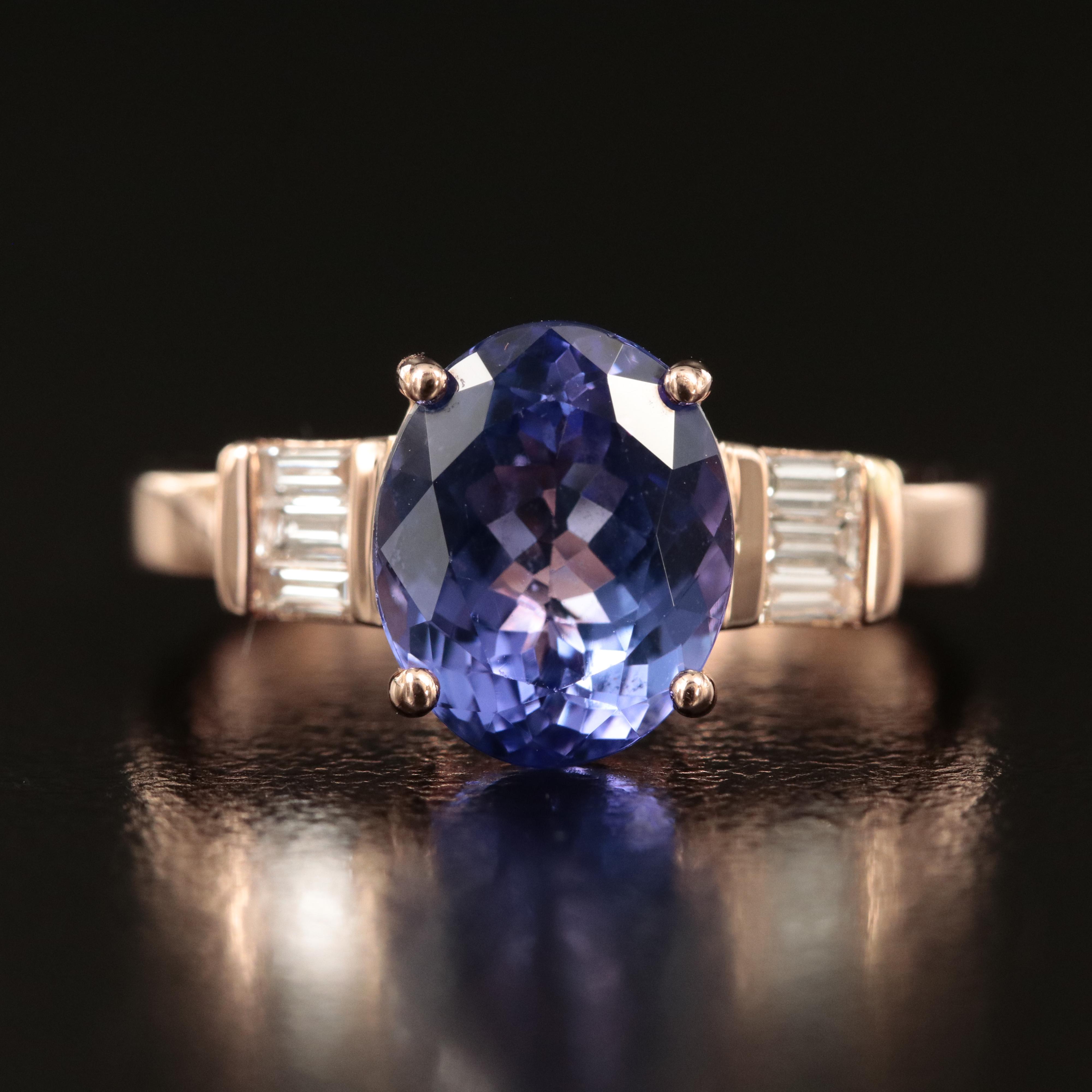 Ben Kho 14K Rose Gold Tanzanite and Diamond Ring