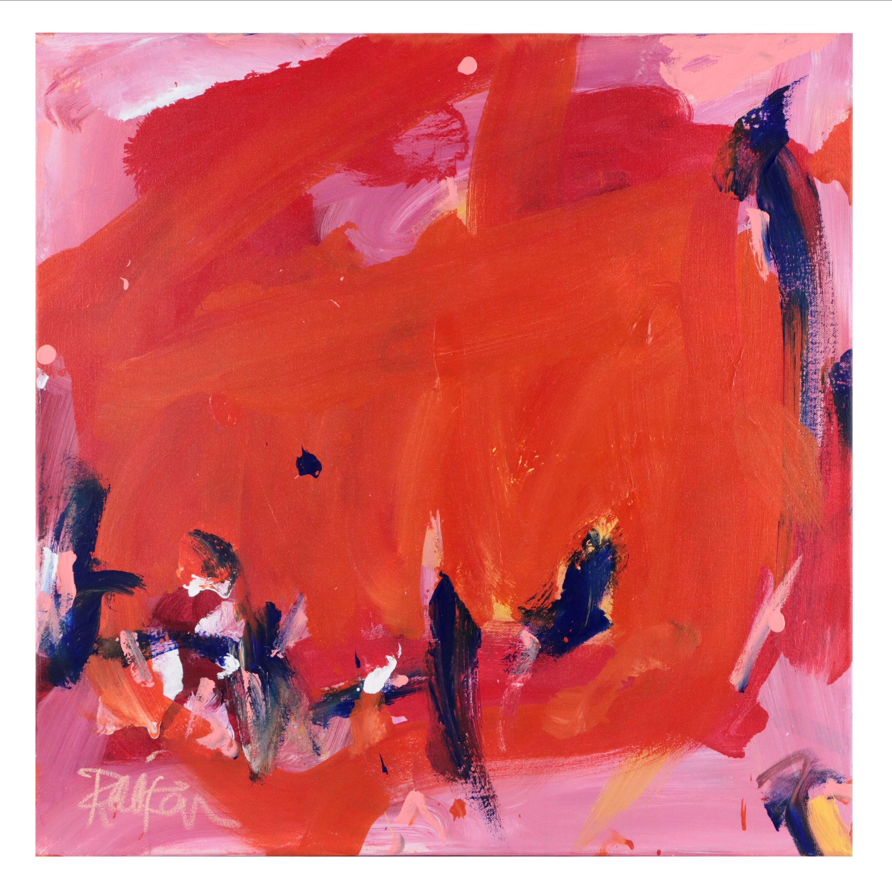 Robbie Kemper Abstract Acrylic Painting "Pink Orange Blue," 21st Century