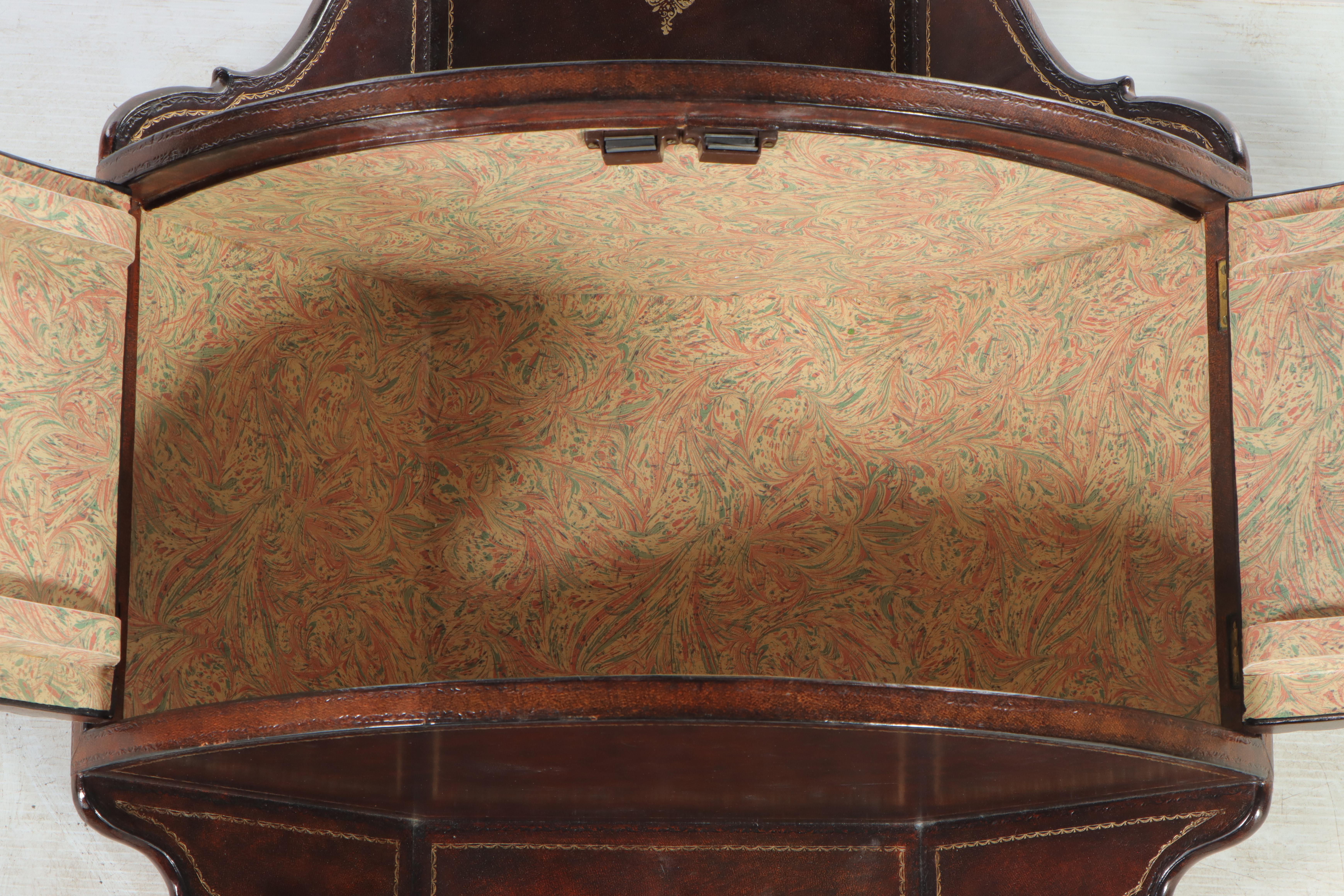 Maitland-Smith Leather-Wrapped Faux-Book Hanging Corner Cabinet