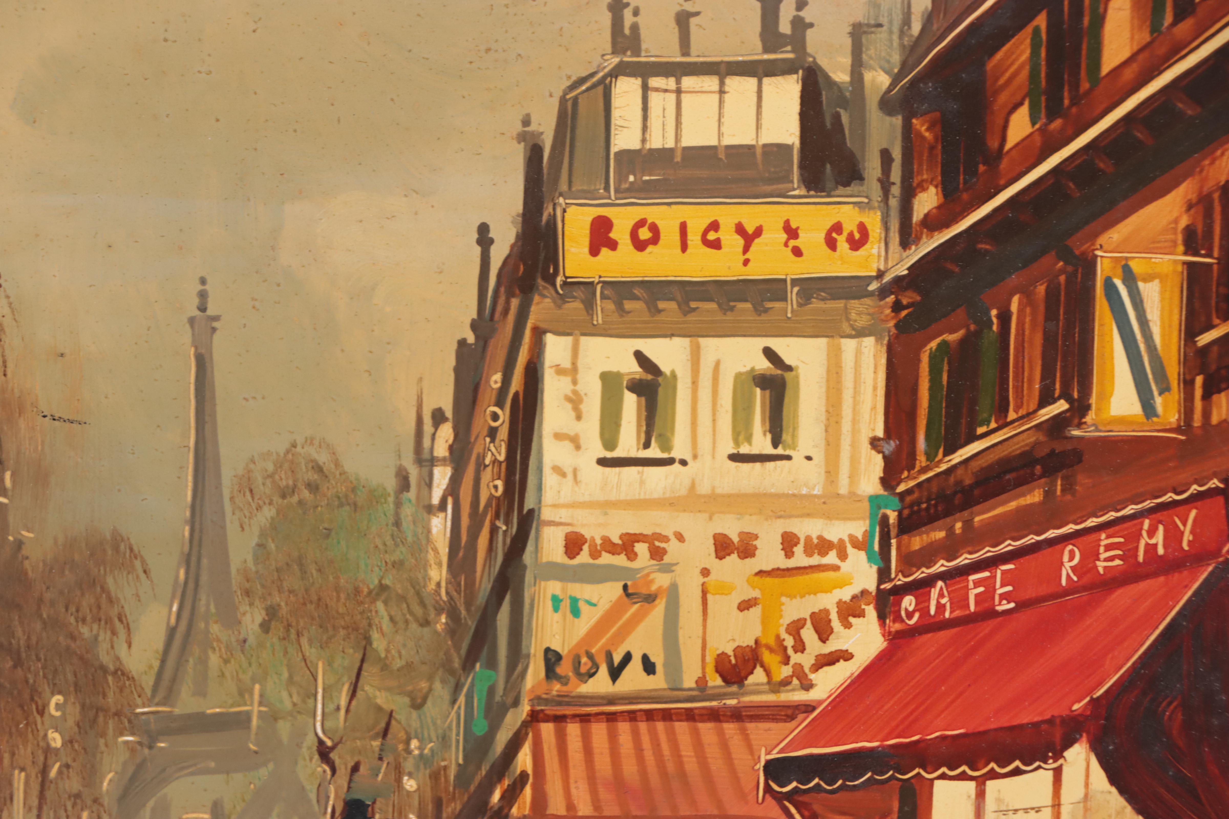 Parisian Street Scene With Eiffel Tower Oil Painting