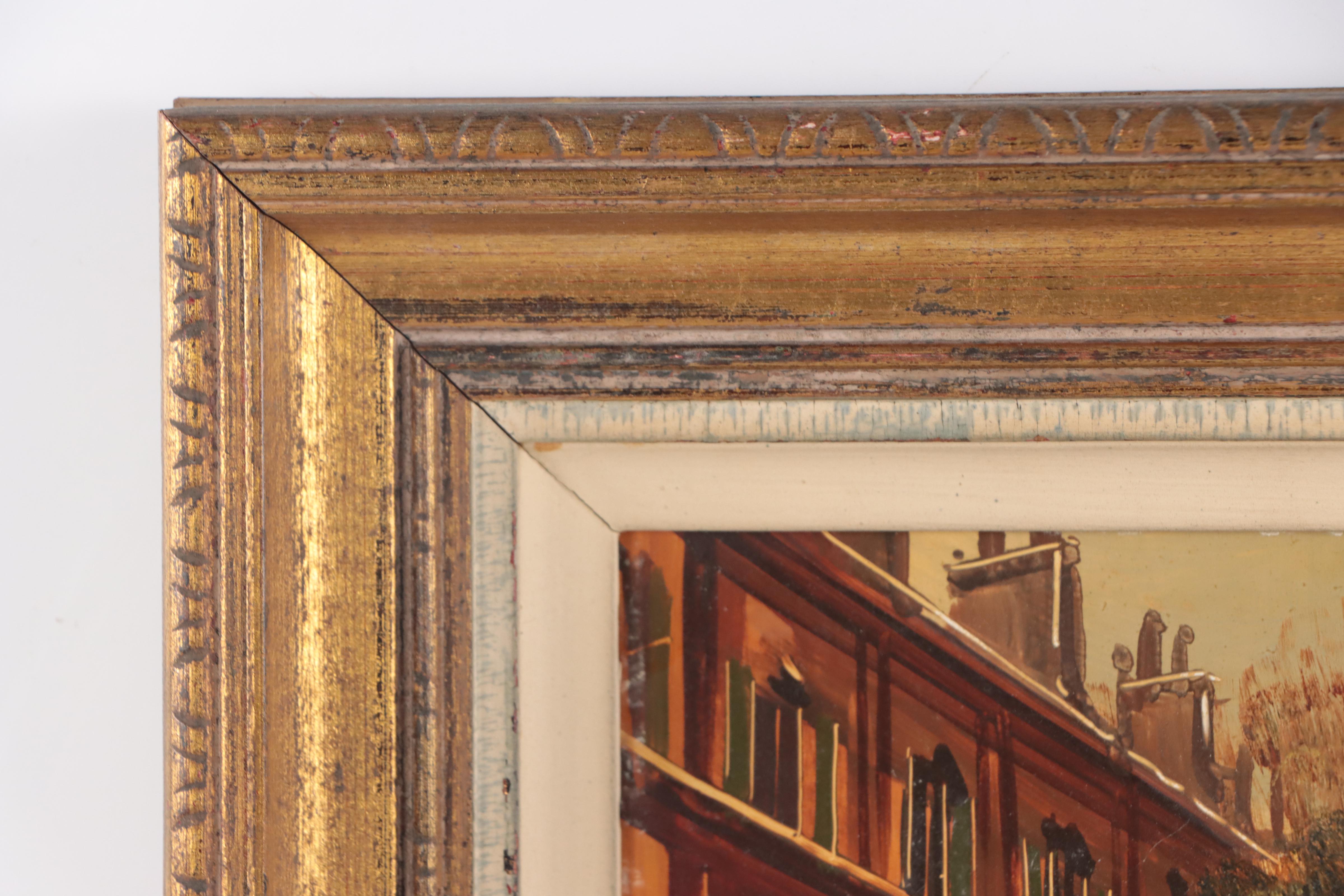 Parisian Street Scene With Eiffel Tower Oil Painting