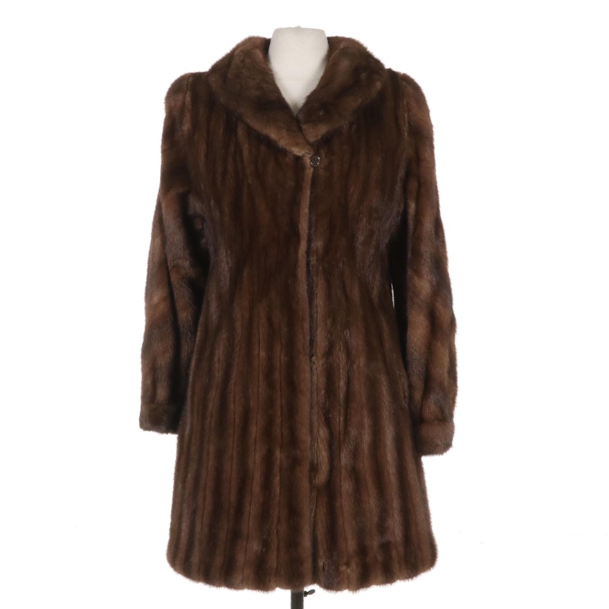 Light Pastel Brown Mink Fur Coat, Mid to Late 20th Century