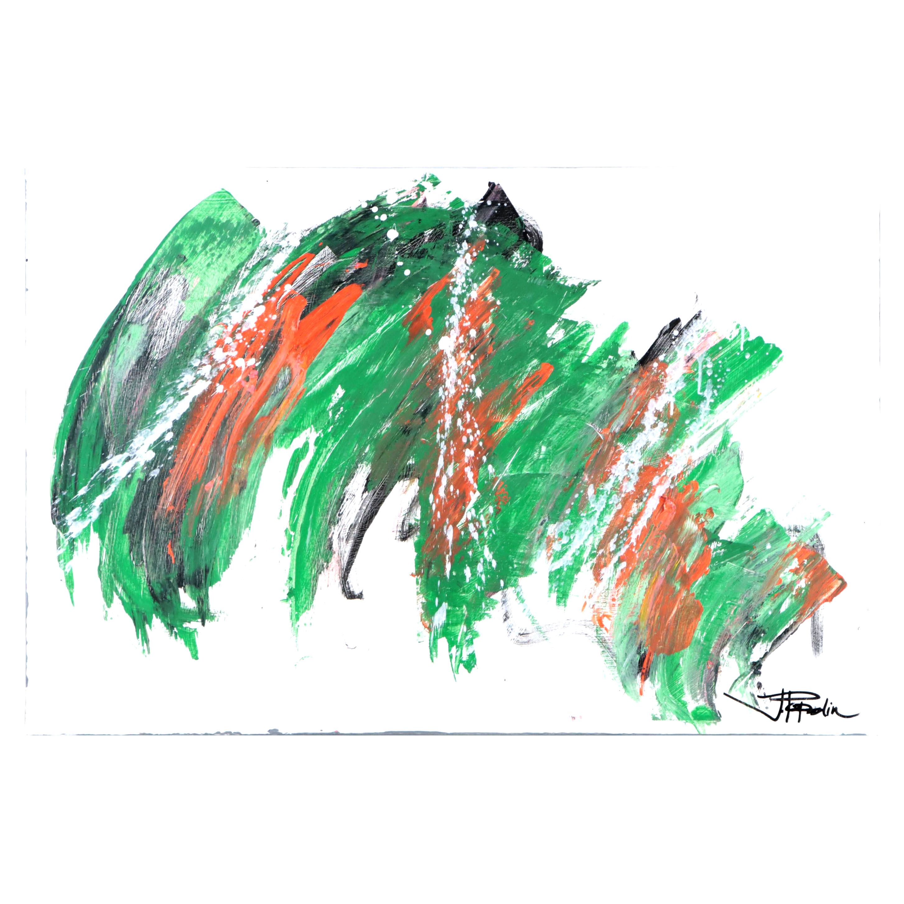 J. Popolin Abstract Acrylic Painting "Scaping Along," 21st Century