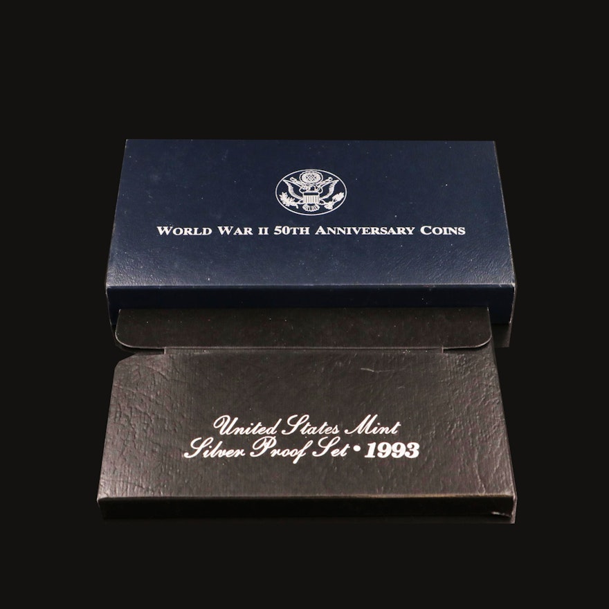 1993 U.S. Mint Silver Proof Set with WWII Commemorative Silver Dollar