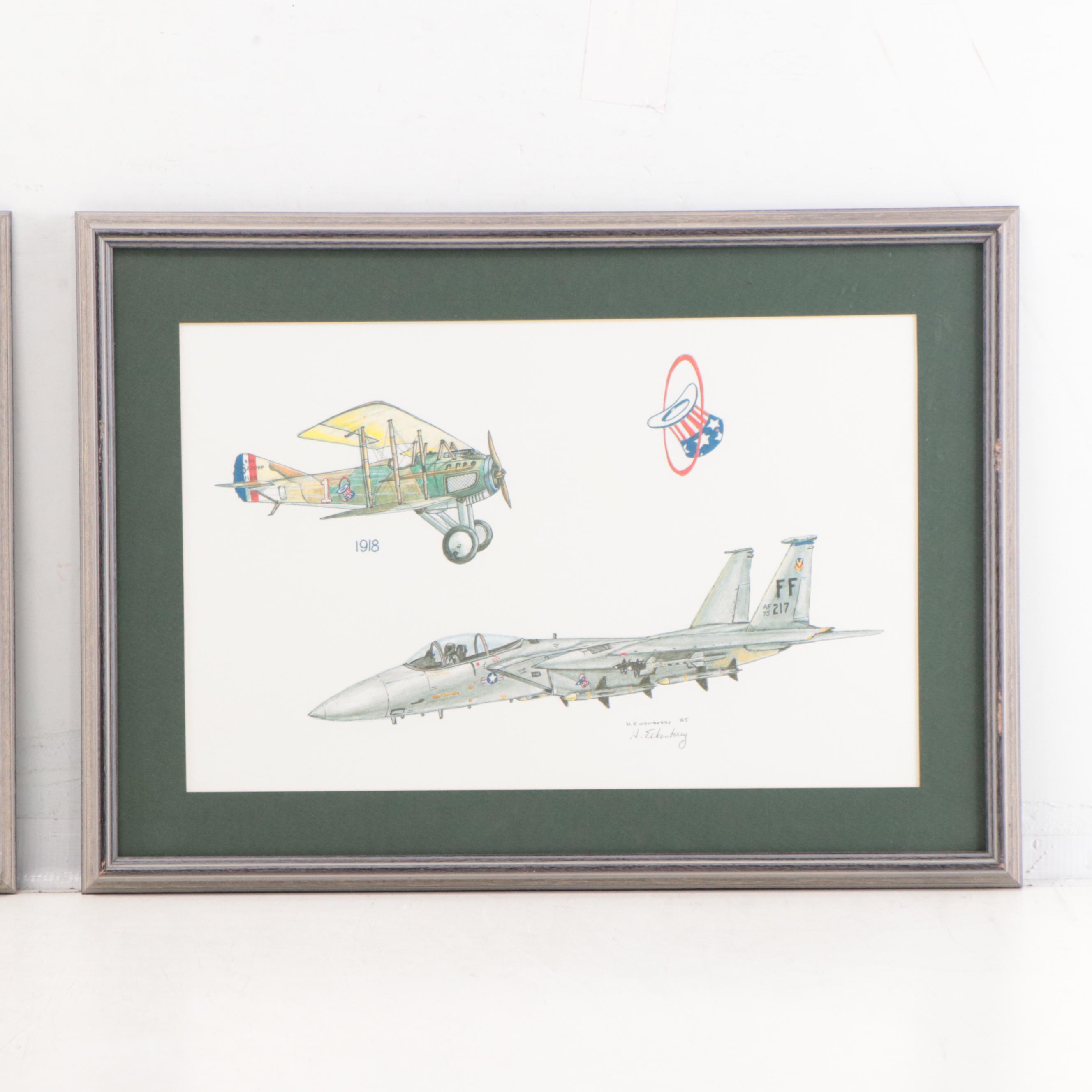 H. Eikenberry Offset Lithographs of English Fighter Wing