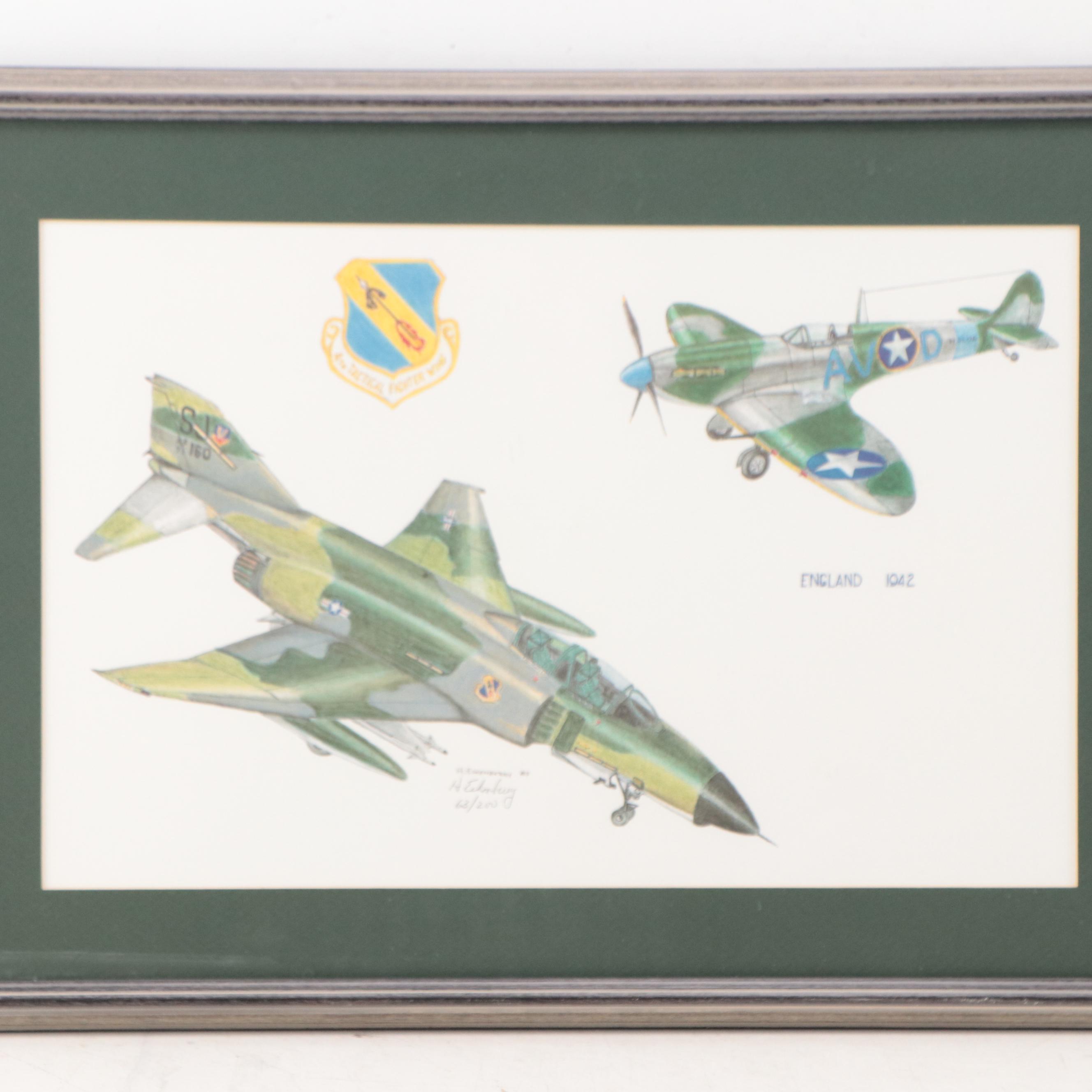 H. Eikenberry Offset Lithographs of English Fighter Wing