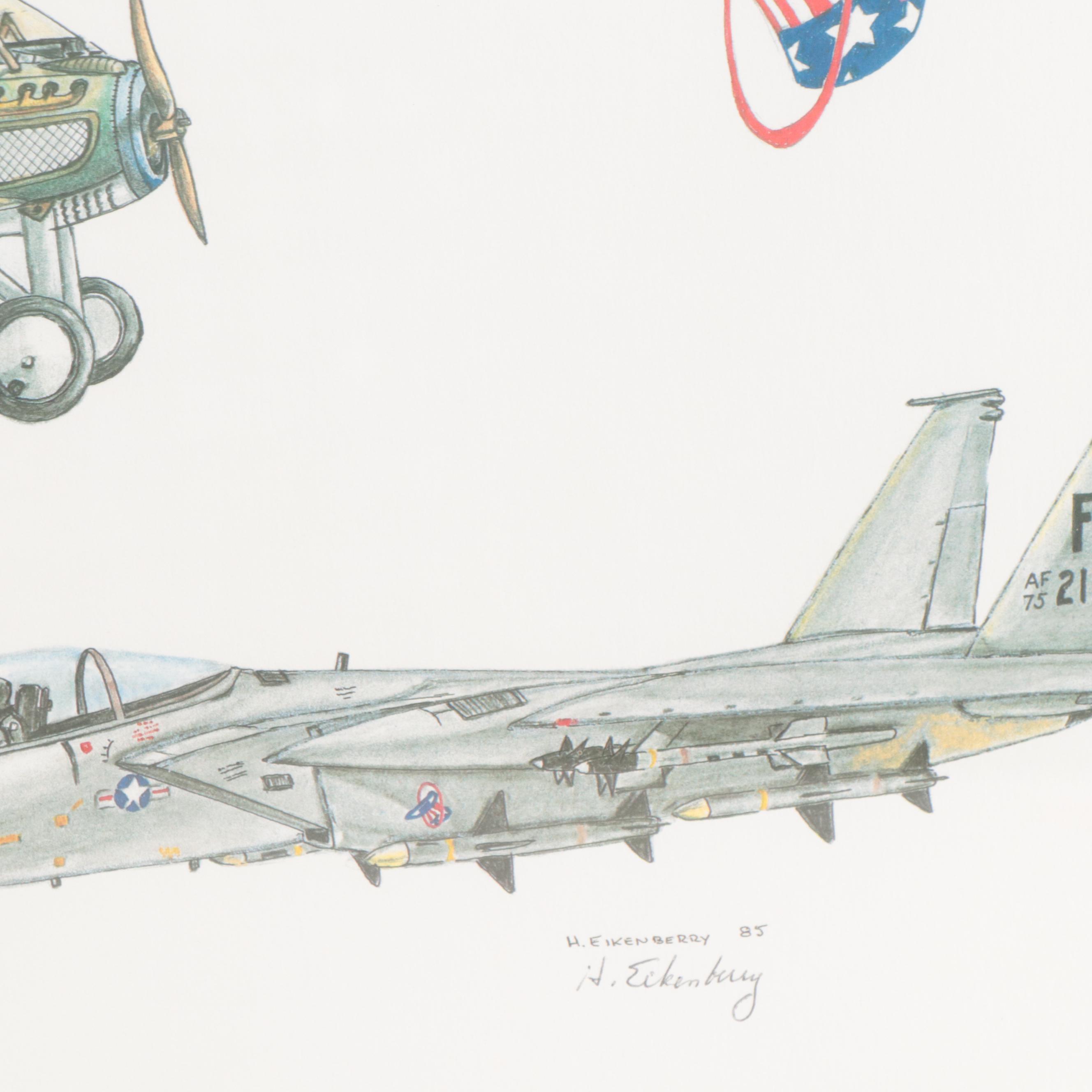H. Eikenberry Offset Lithographs of English Fighter Wing