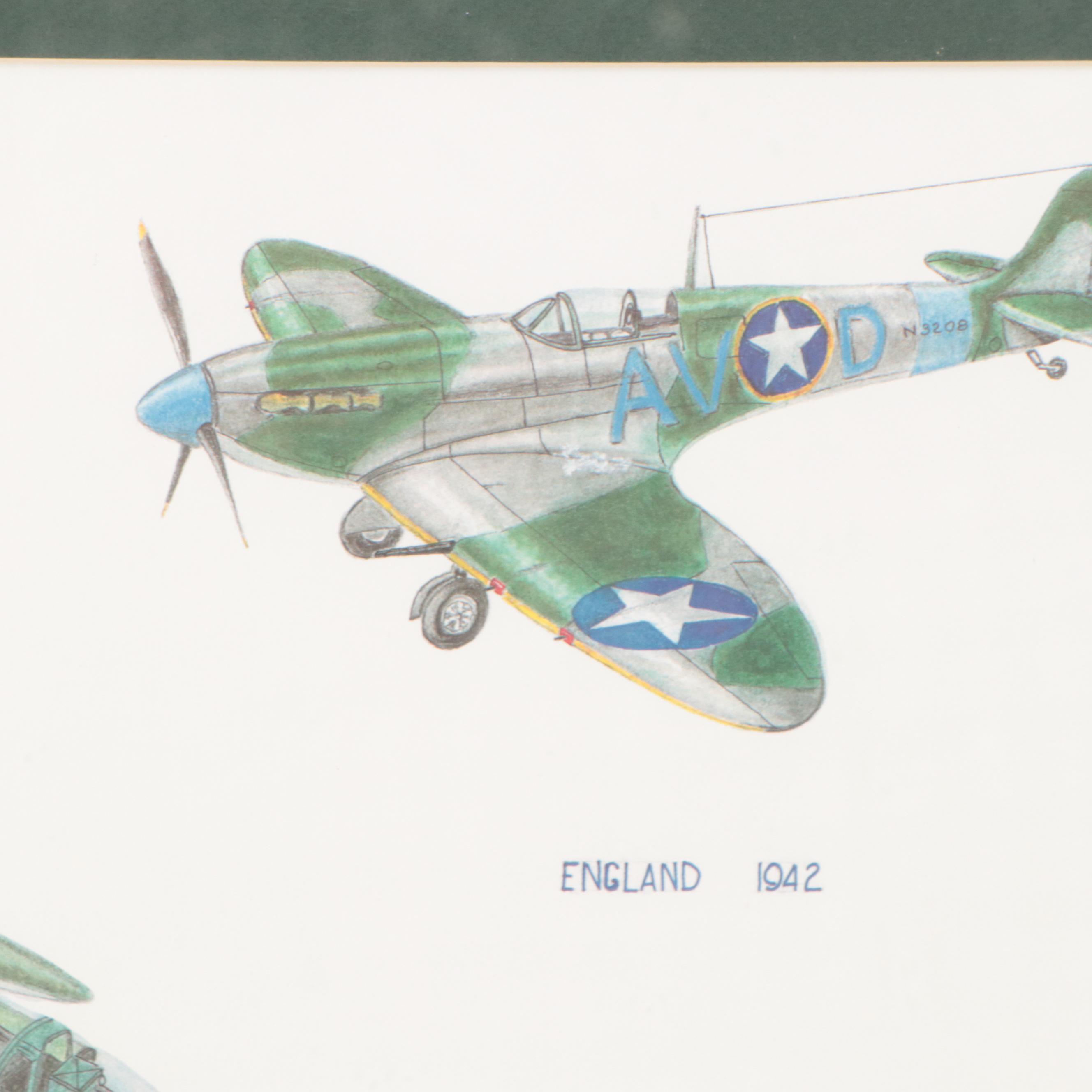 H. Eikenberry Offset Lithographs of English Fighter Wing