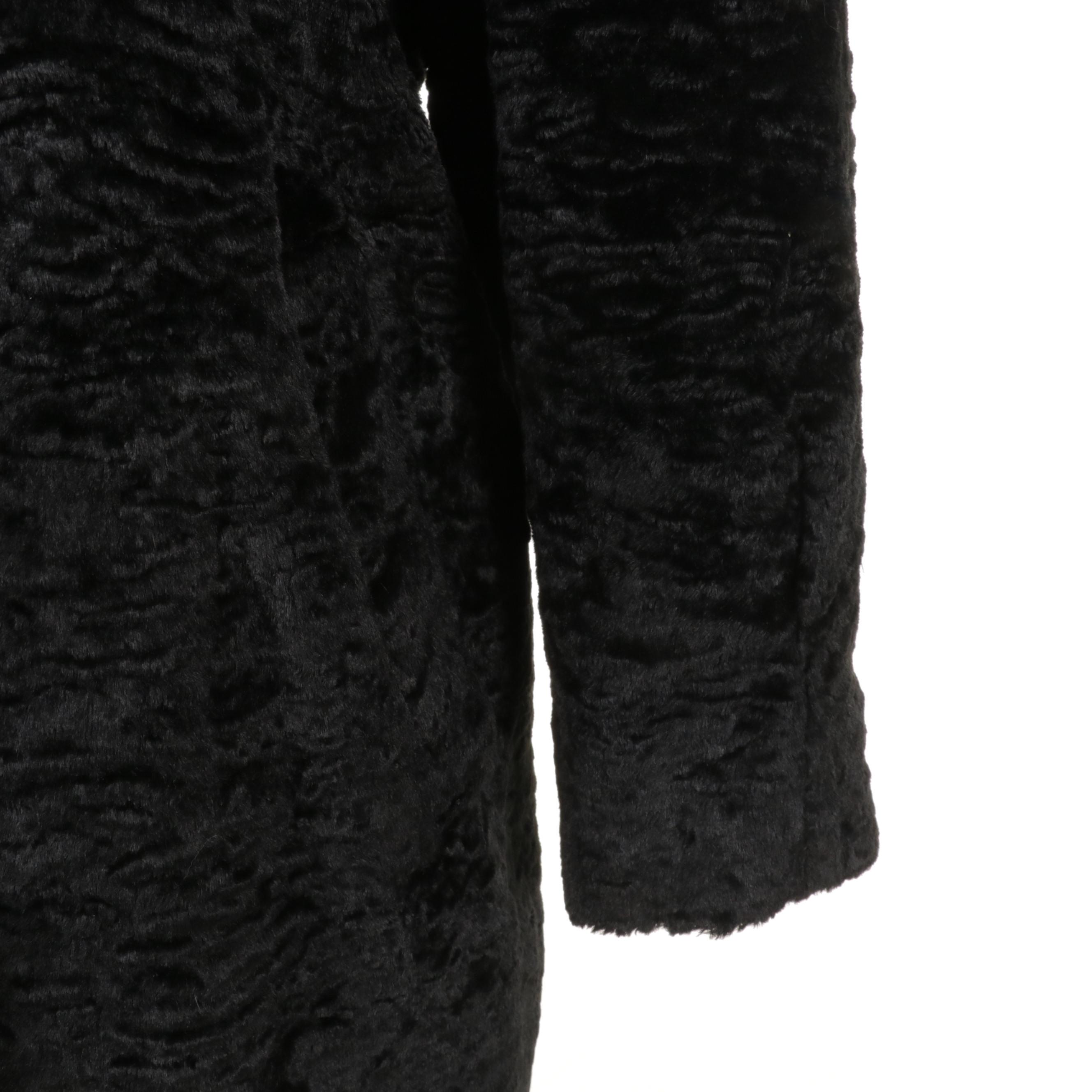 Faux Persian Lamb Jacket with Mink Fur Trim From Unga Fashion